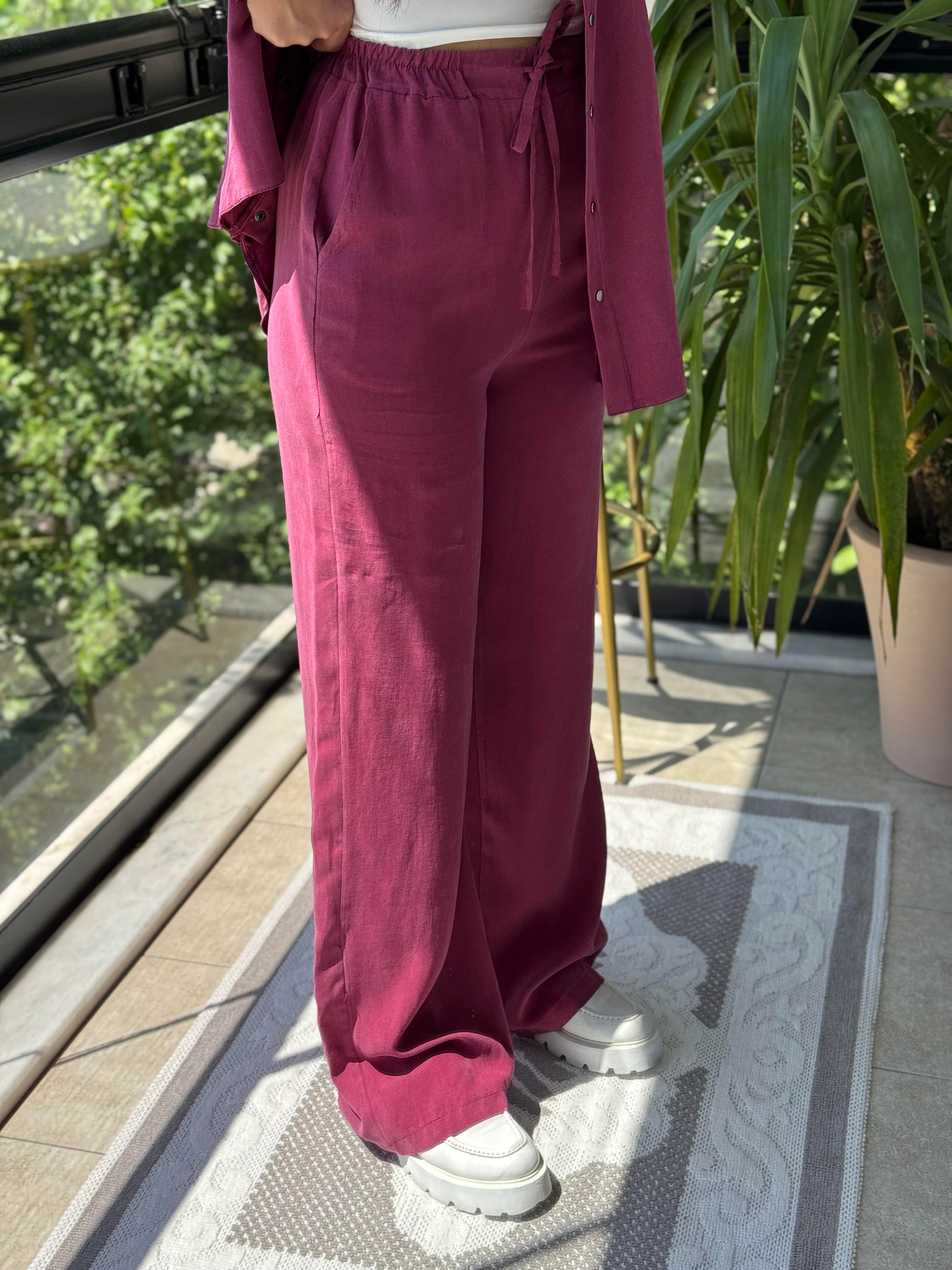 Yanları Çıtçıtlı Tensel Takım Mürdüm