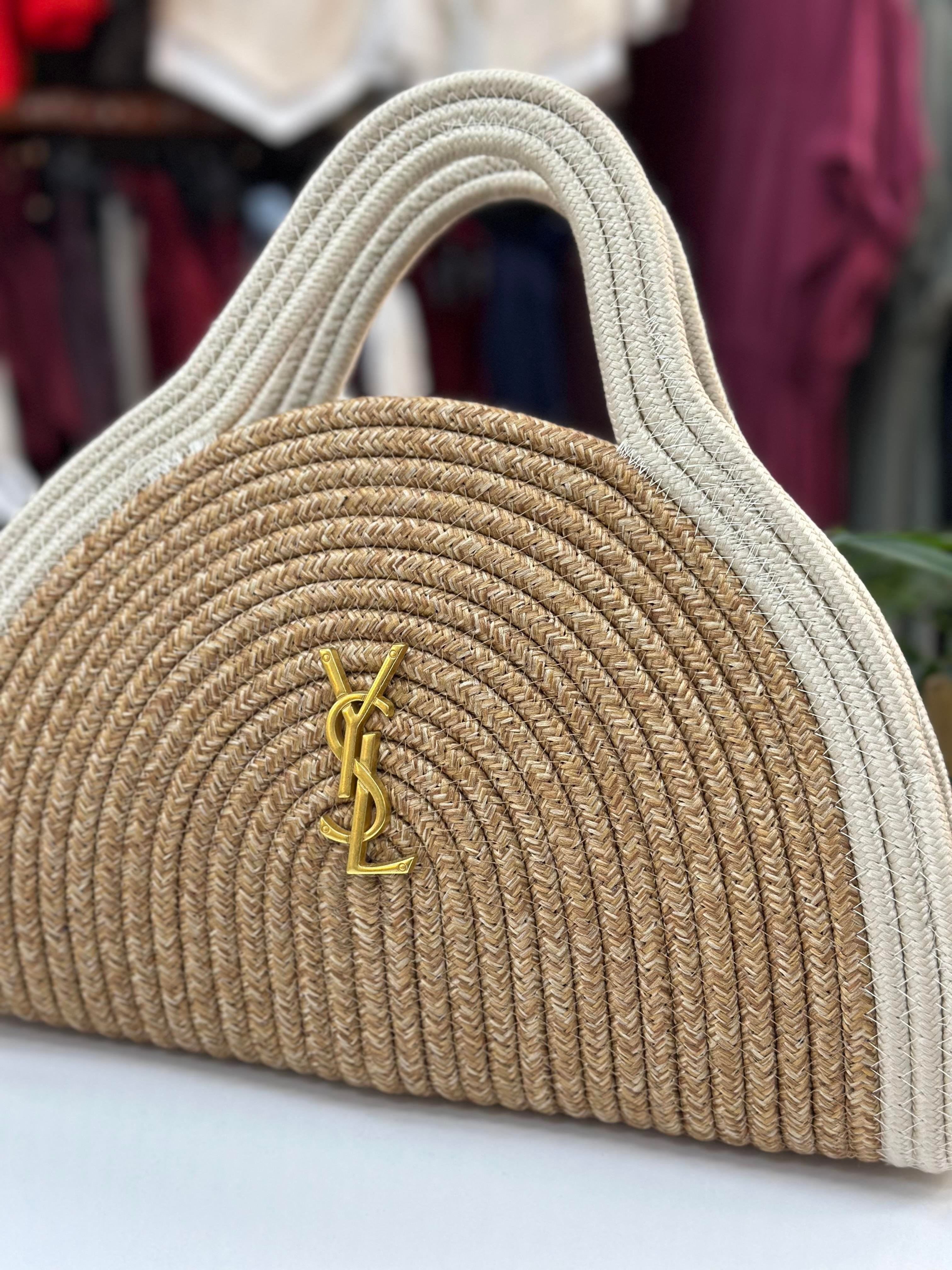 Ysl Hasır Çanta Ekru