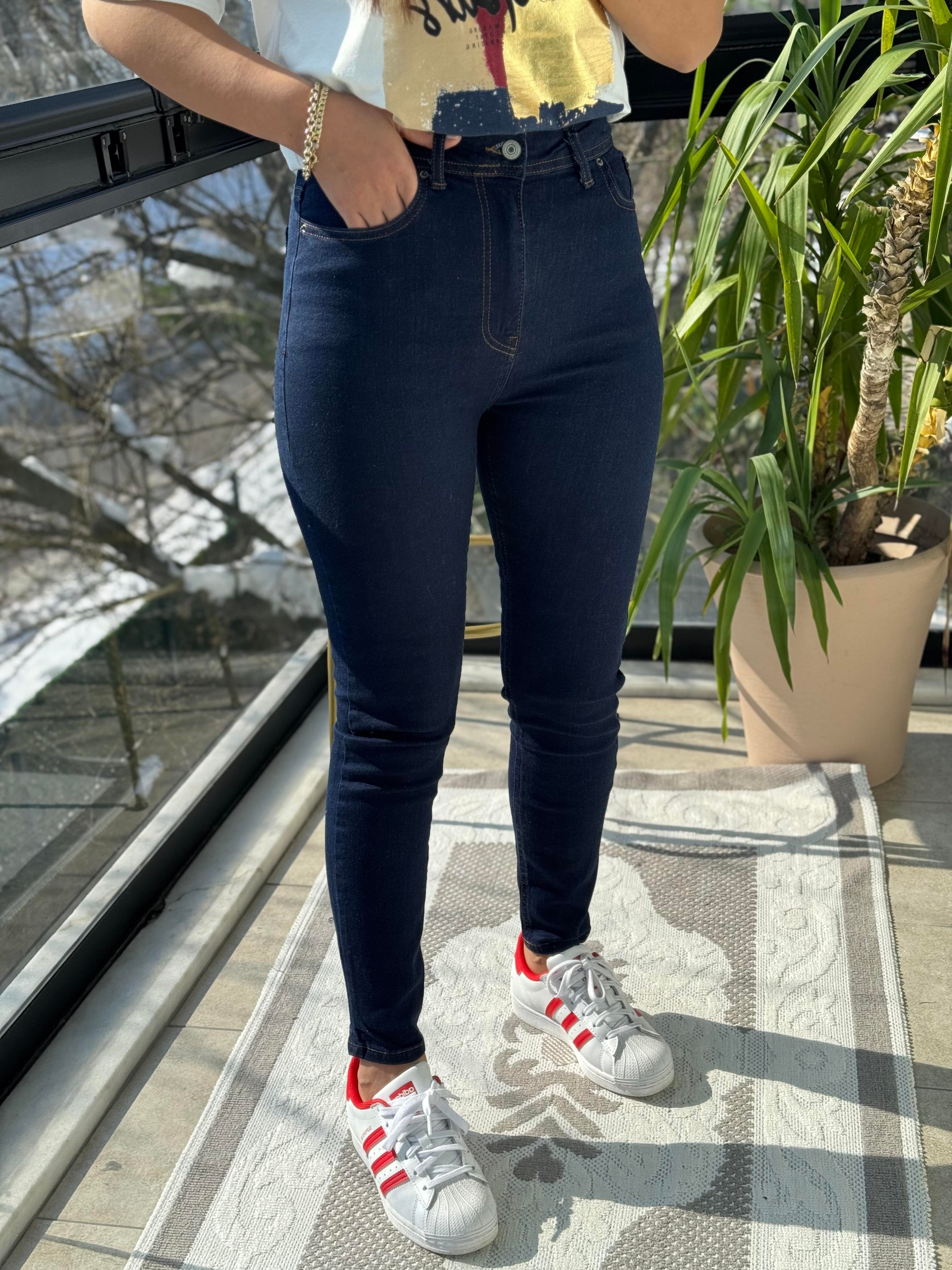 Yüksek Bel Skinny Jean Tintli Lacivert