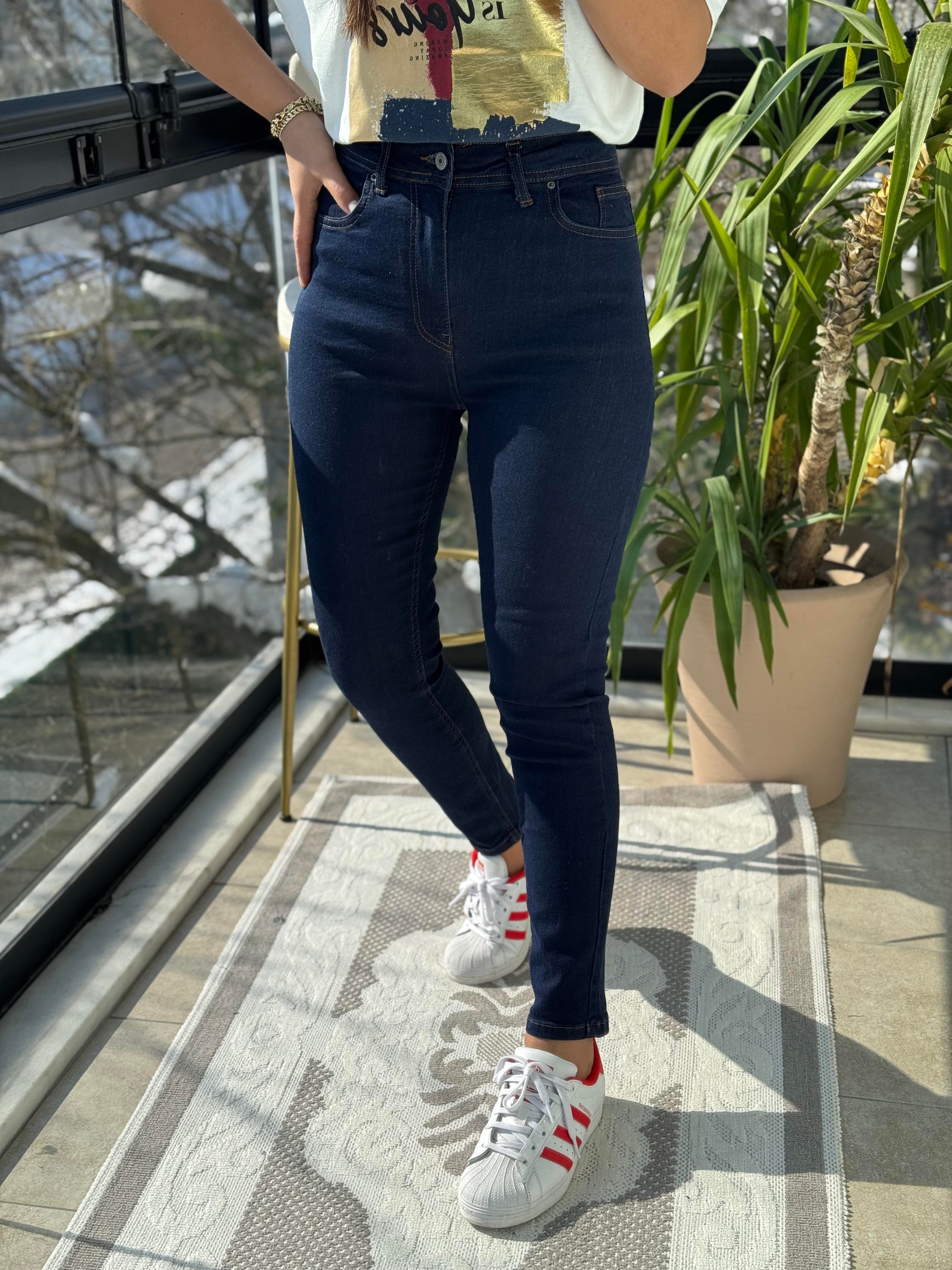 Yüksek Bel Skinny Jean Tintli Lacivert