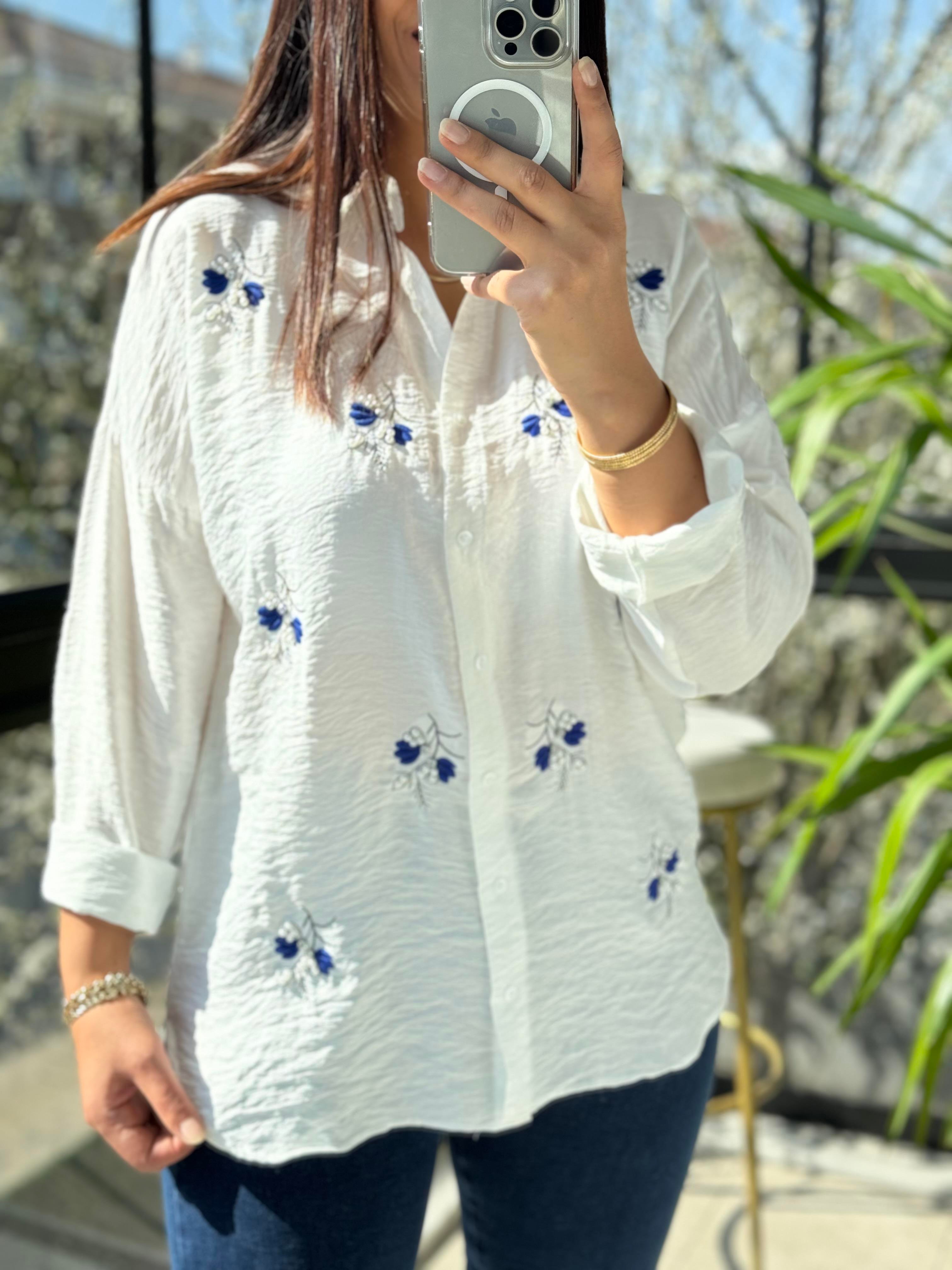 Zeytin Dalı Pamuklu Gömlek Beyaz