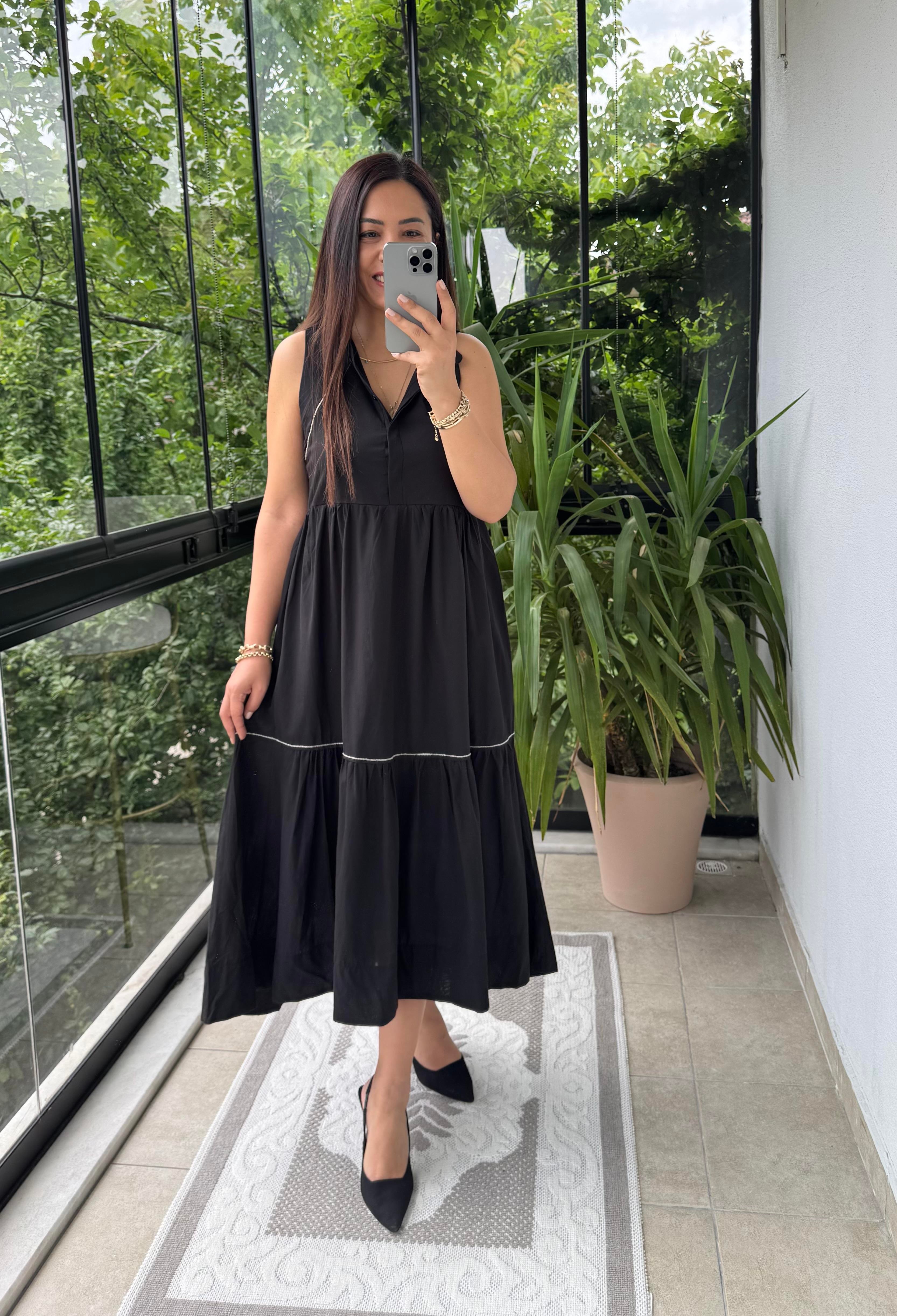 Zincir Detaylı Elbise Siyah