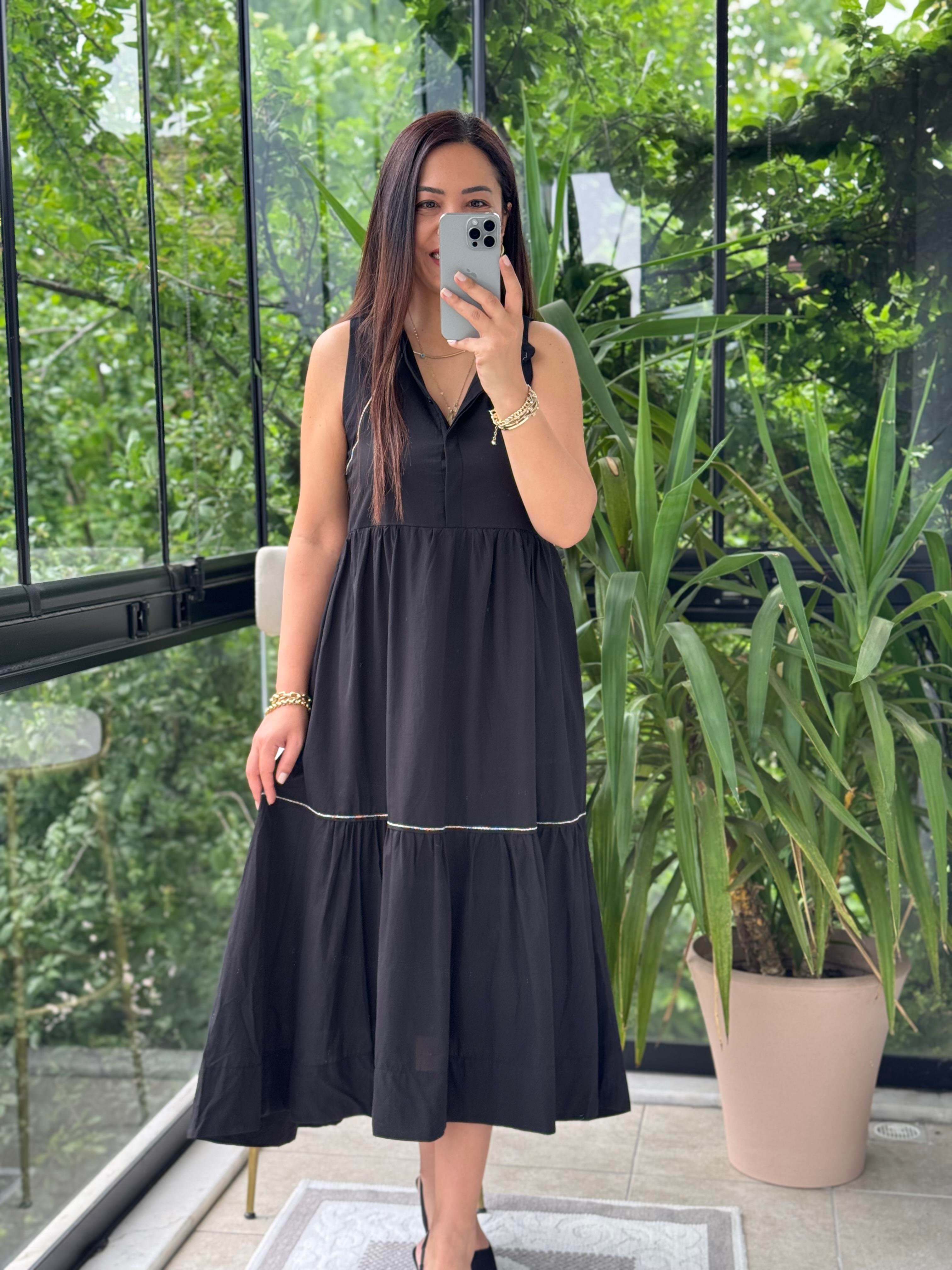 Zincir Detaylı Elbise Siyah