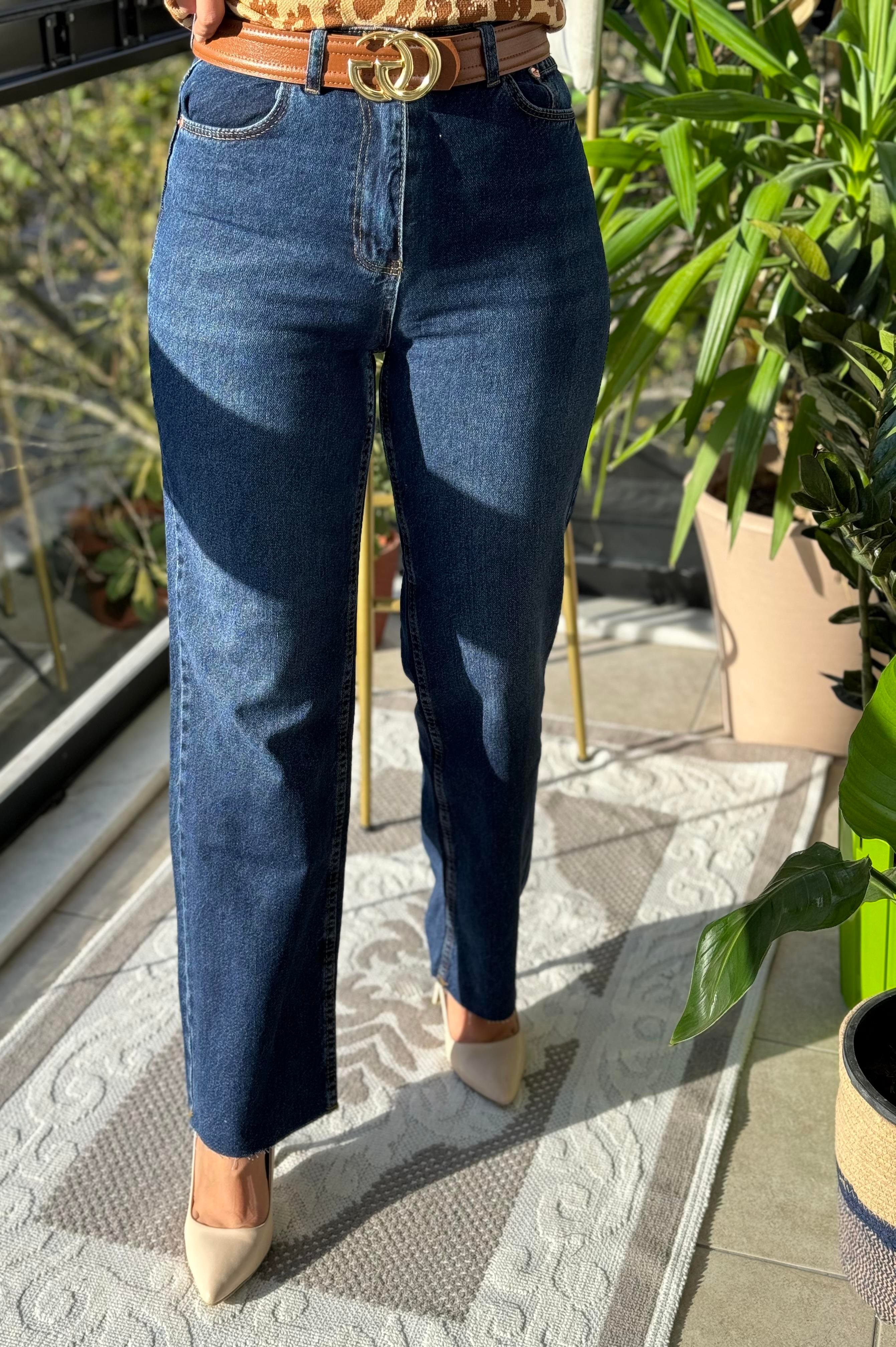 Zra Kesik Paça Jean Lacivert 