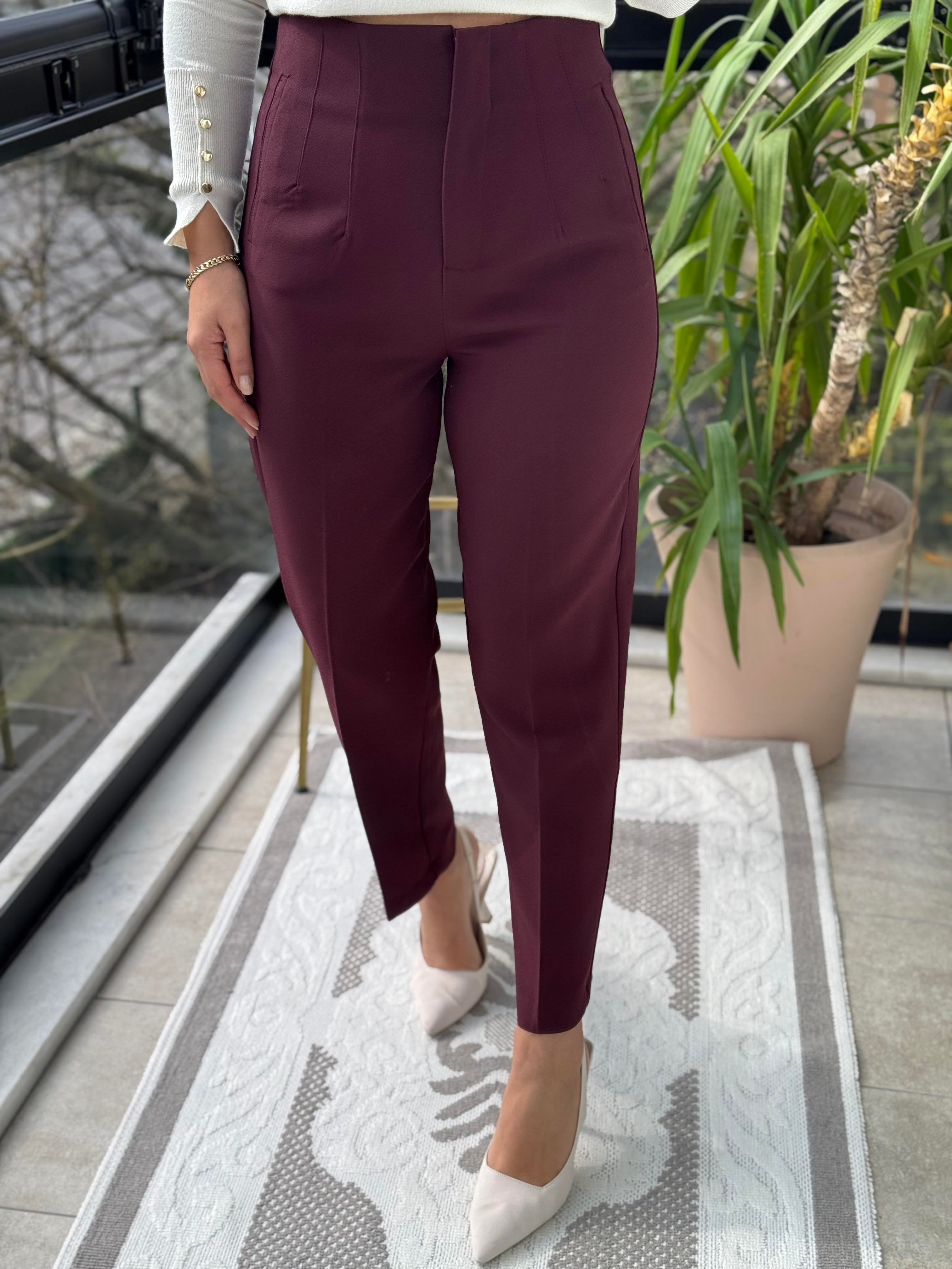 Zra Model Crep Kumaş Pantolon Mürdüm