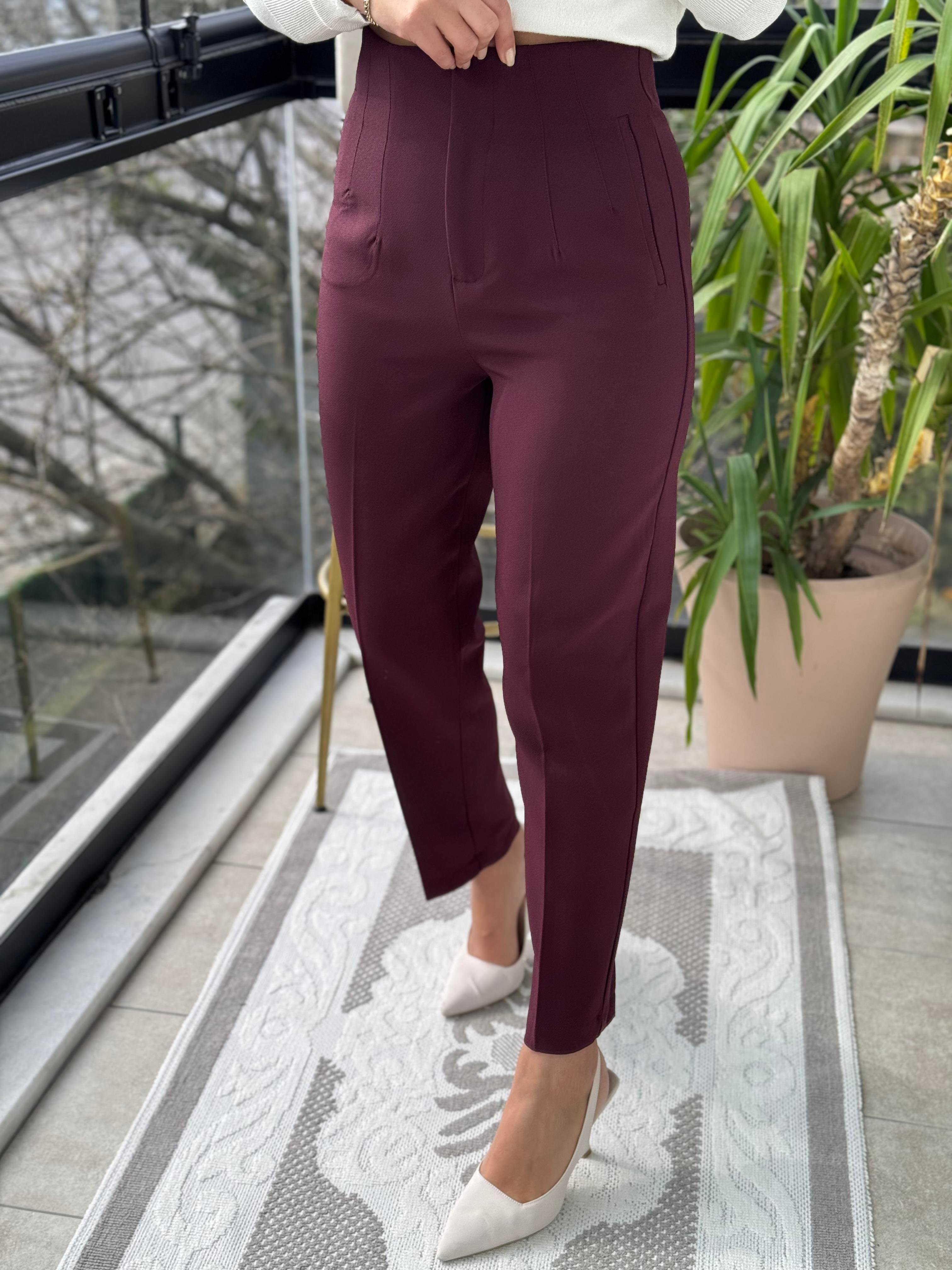 Zra Model Crep Kumaş Pantolon Mürdüm