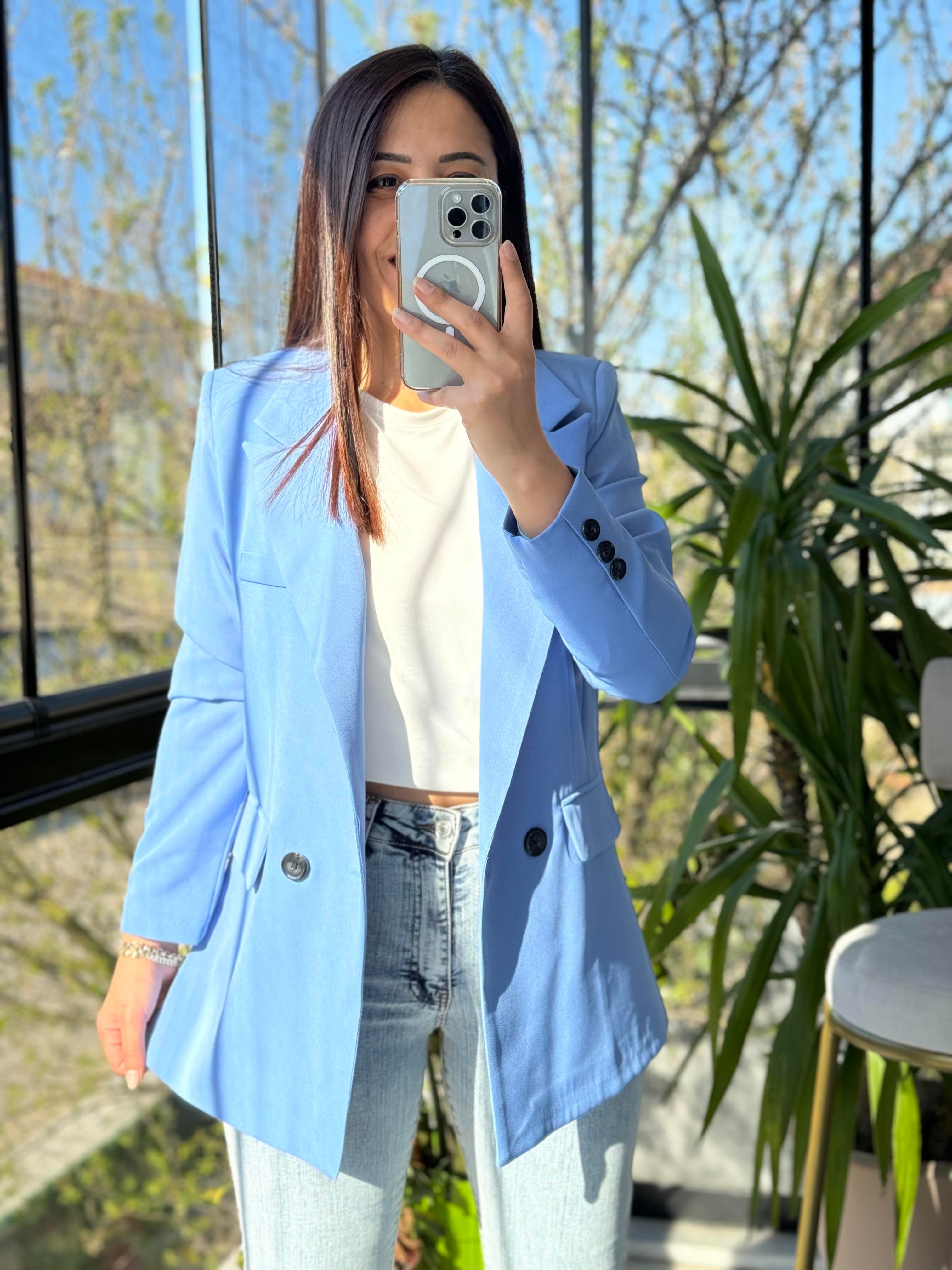 Zra Model İki Düğme Blazer Ceket Mavi