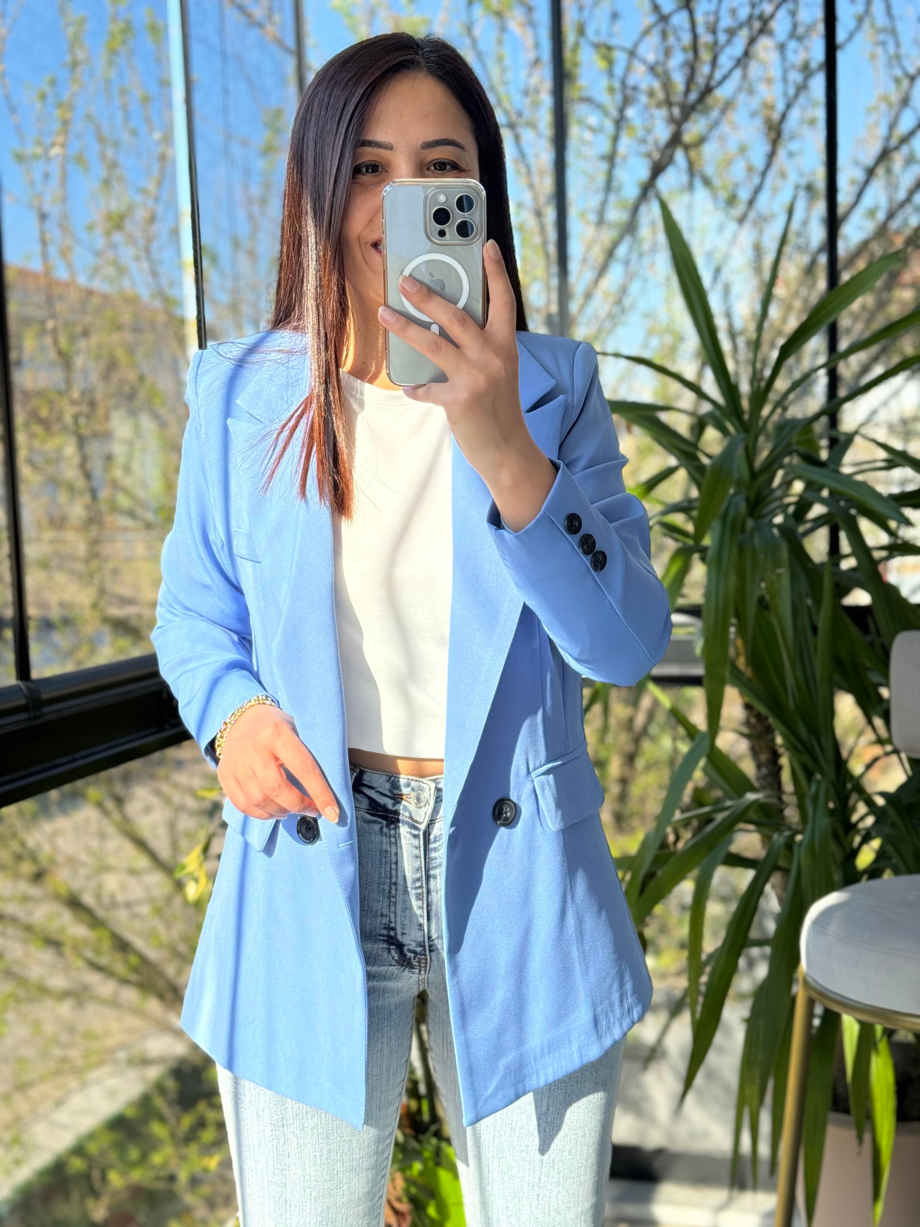 Zra Model İki Düğme Blazer Ceket Mavi