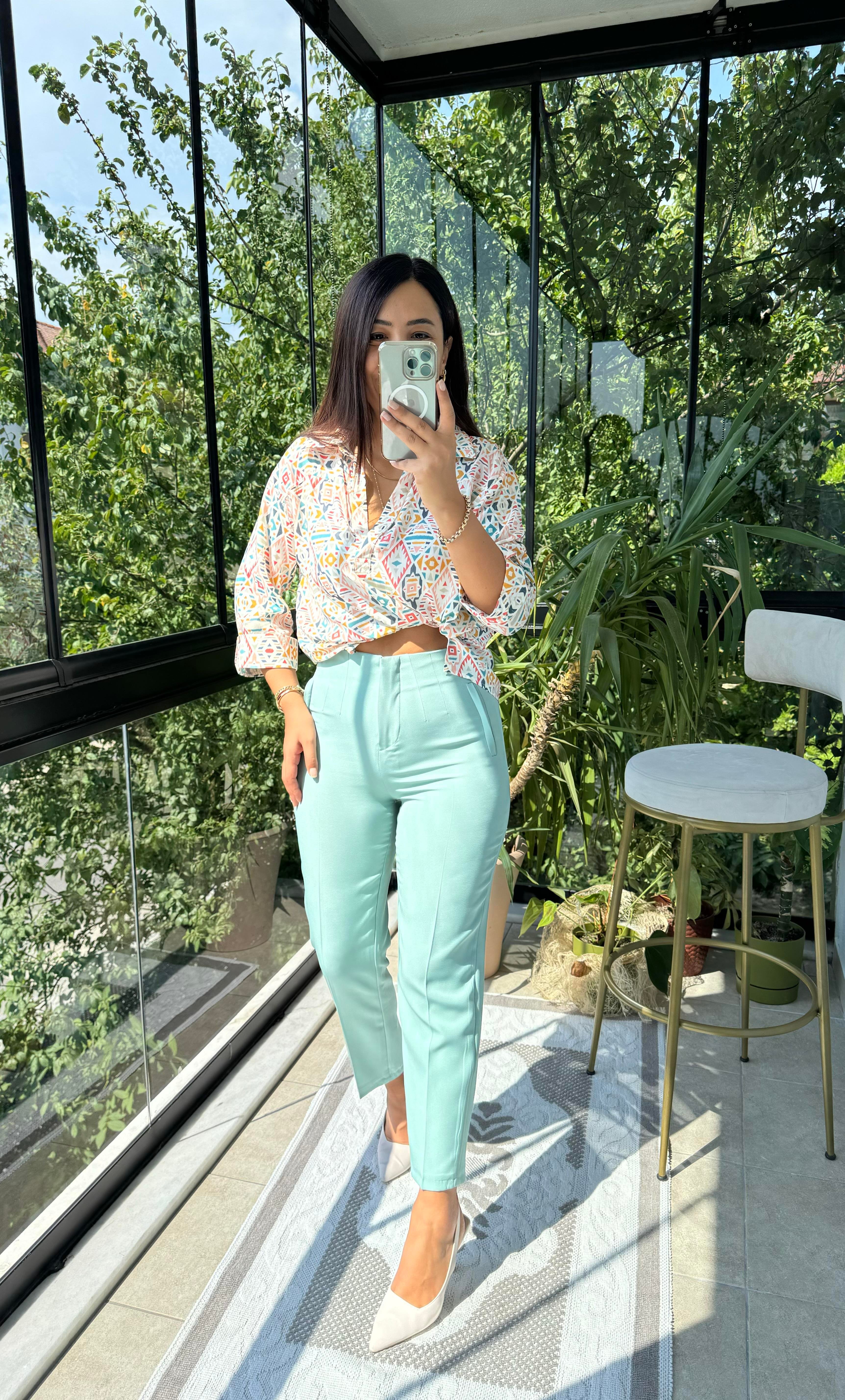 Zra Model Pantolon Mint Yeşili