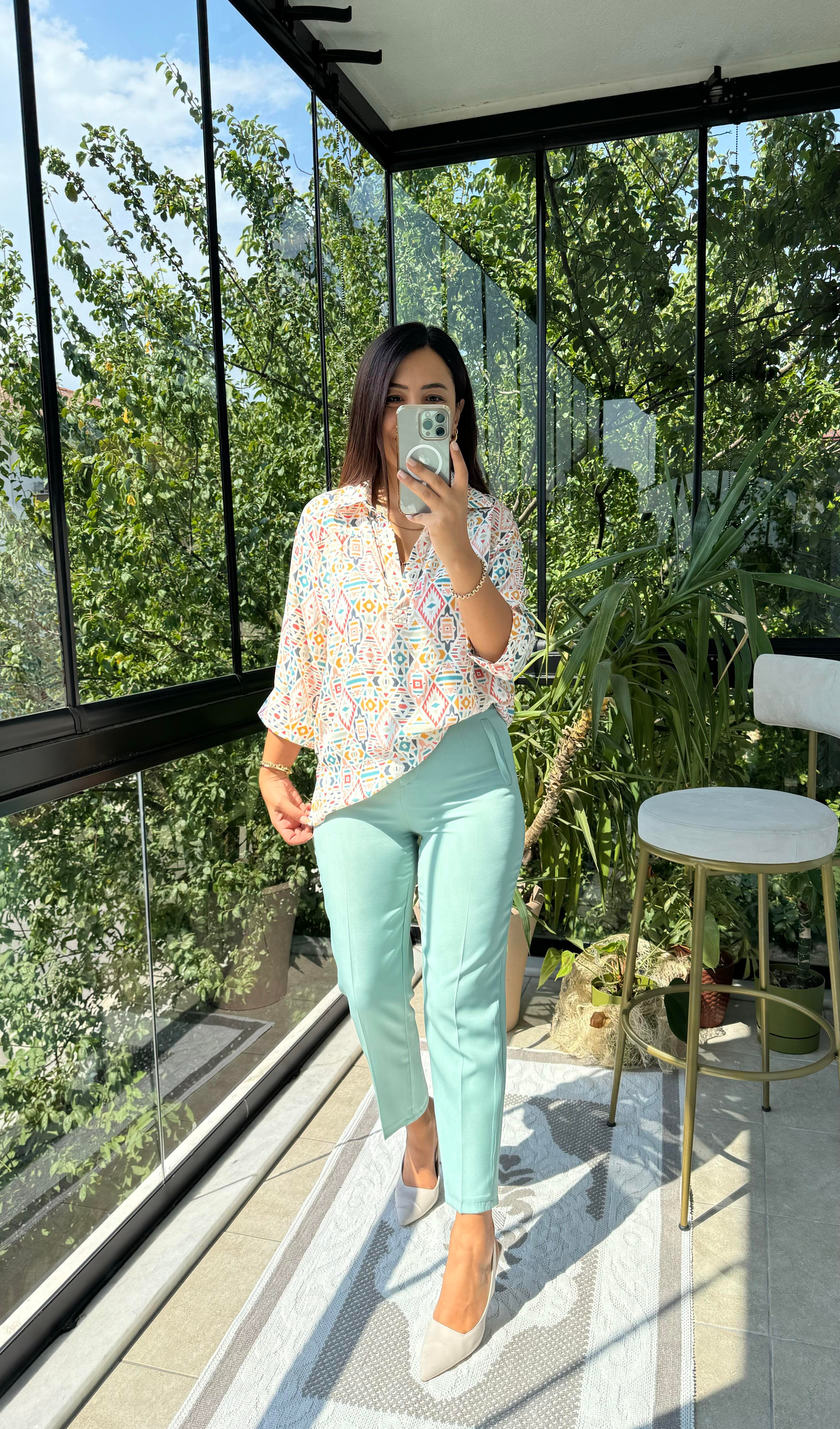 Zra Model Pantolon Mint Yeşili