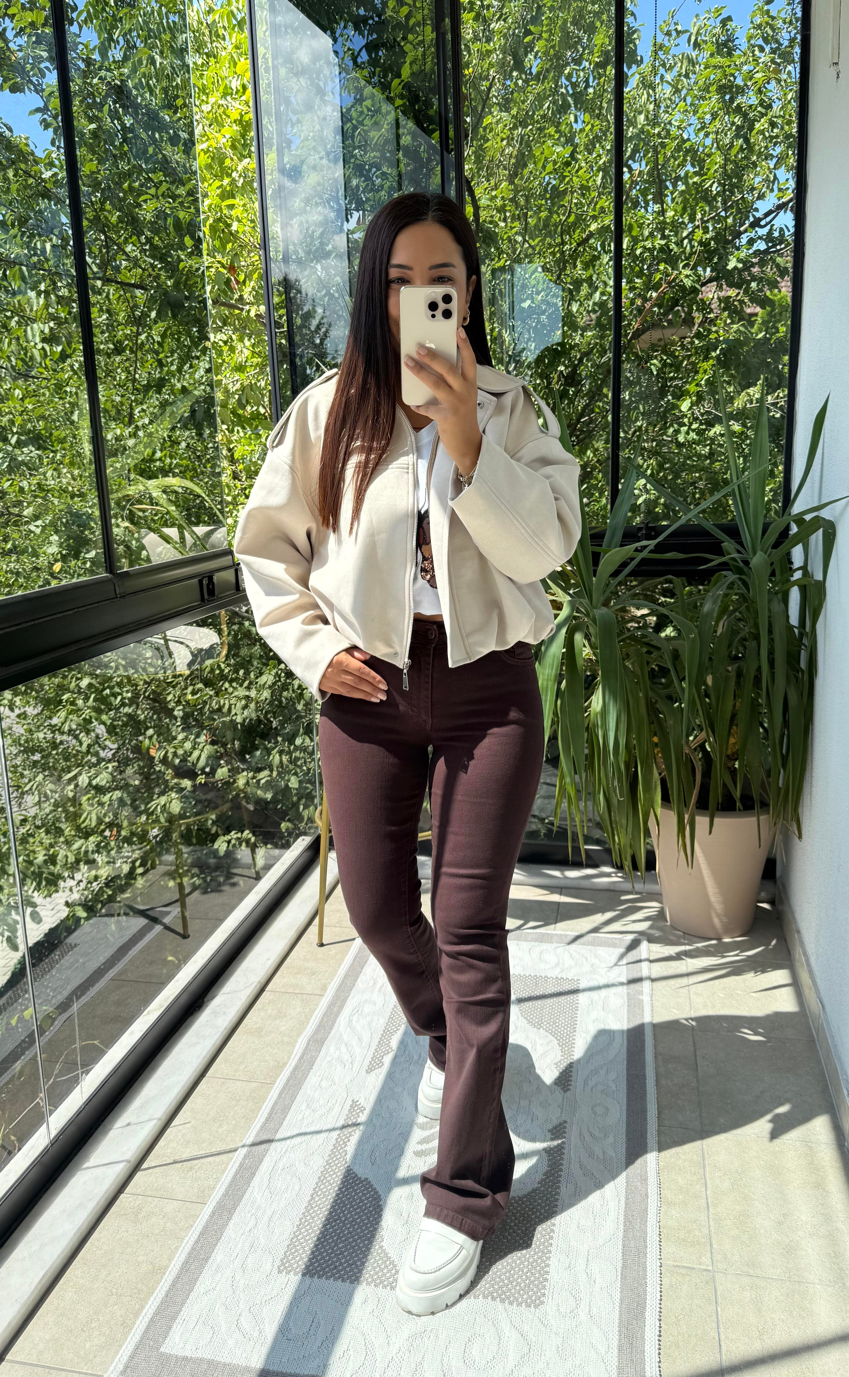Zra Model Süet Bomber Ceket Taş