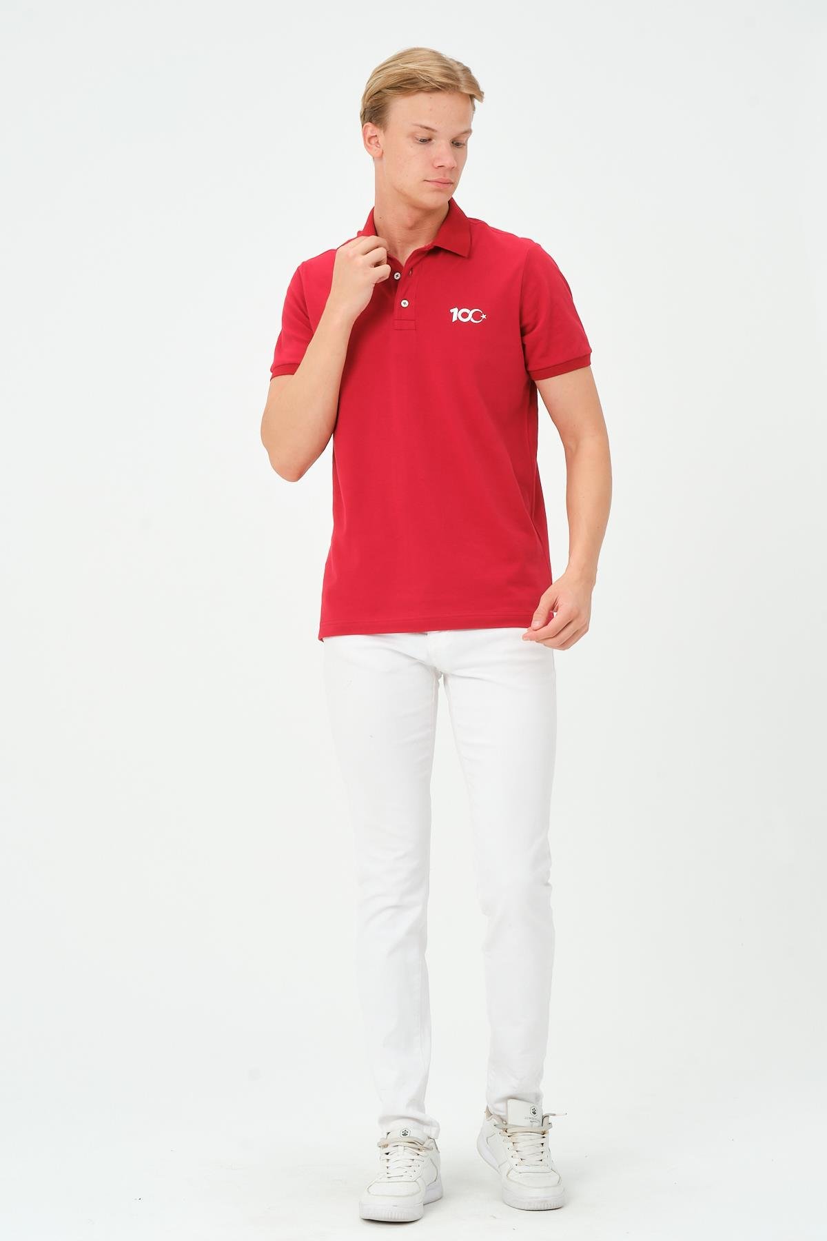 MSW 100.Yıl Özel Tasarım Regular Fit Erkek Kırmızı Polo