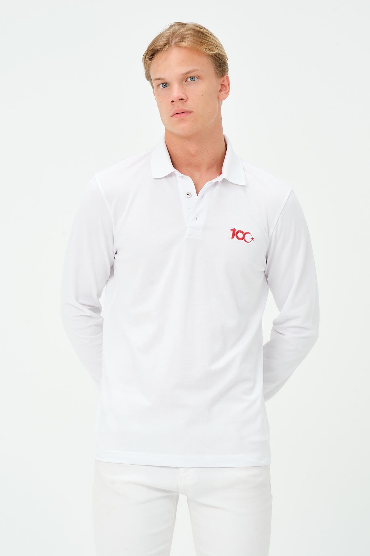 MSW 100.Yıl Özel Tasarım Regular Fit Erkek Beyaz Polo