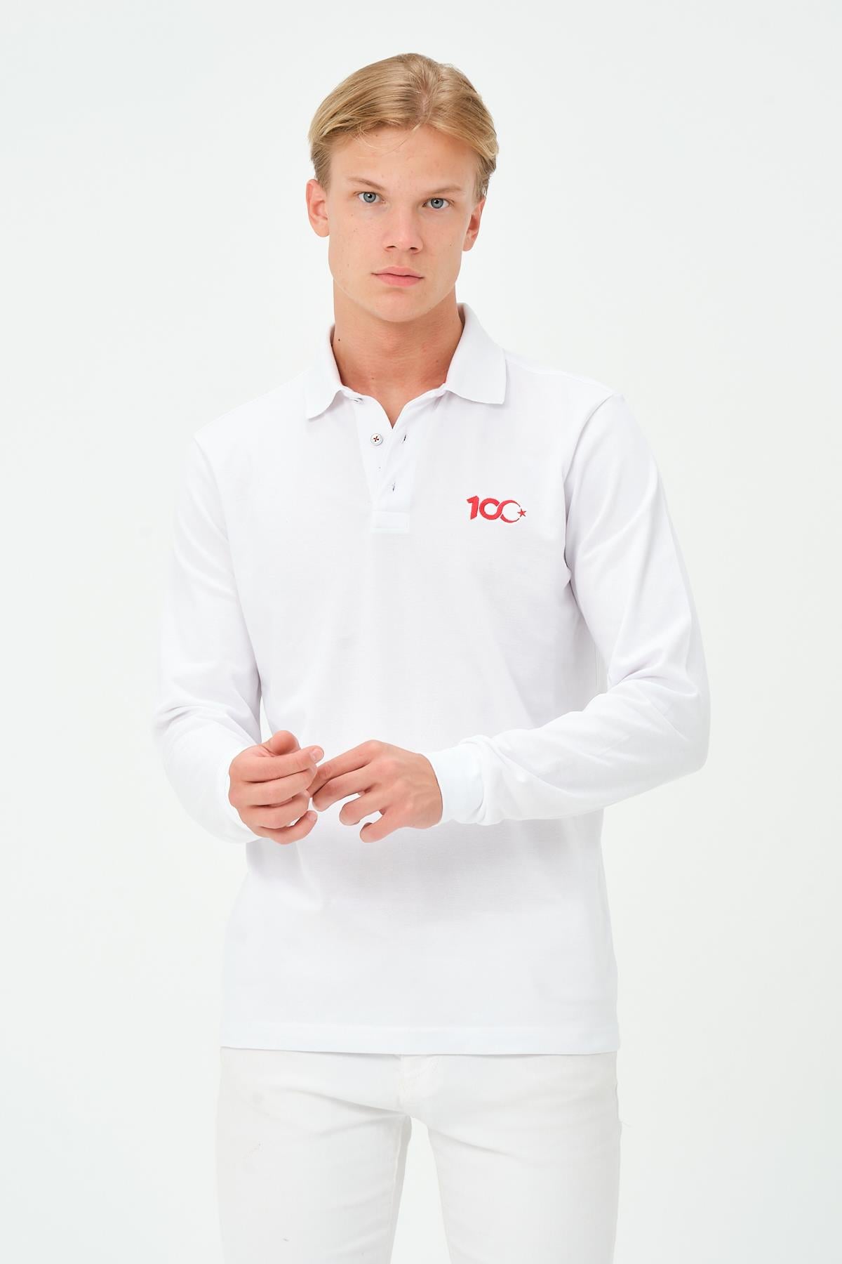 MSW 100.Yıl Özel Tasarım Regular Fit Erkek Beyaz Polo
