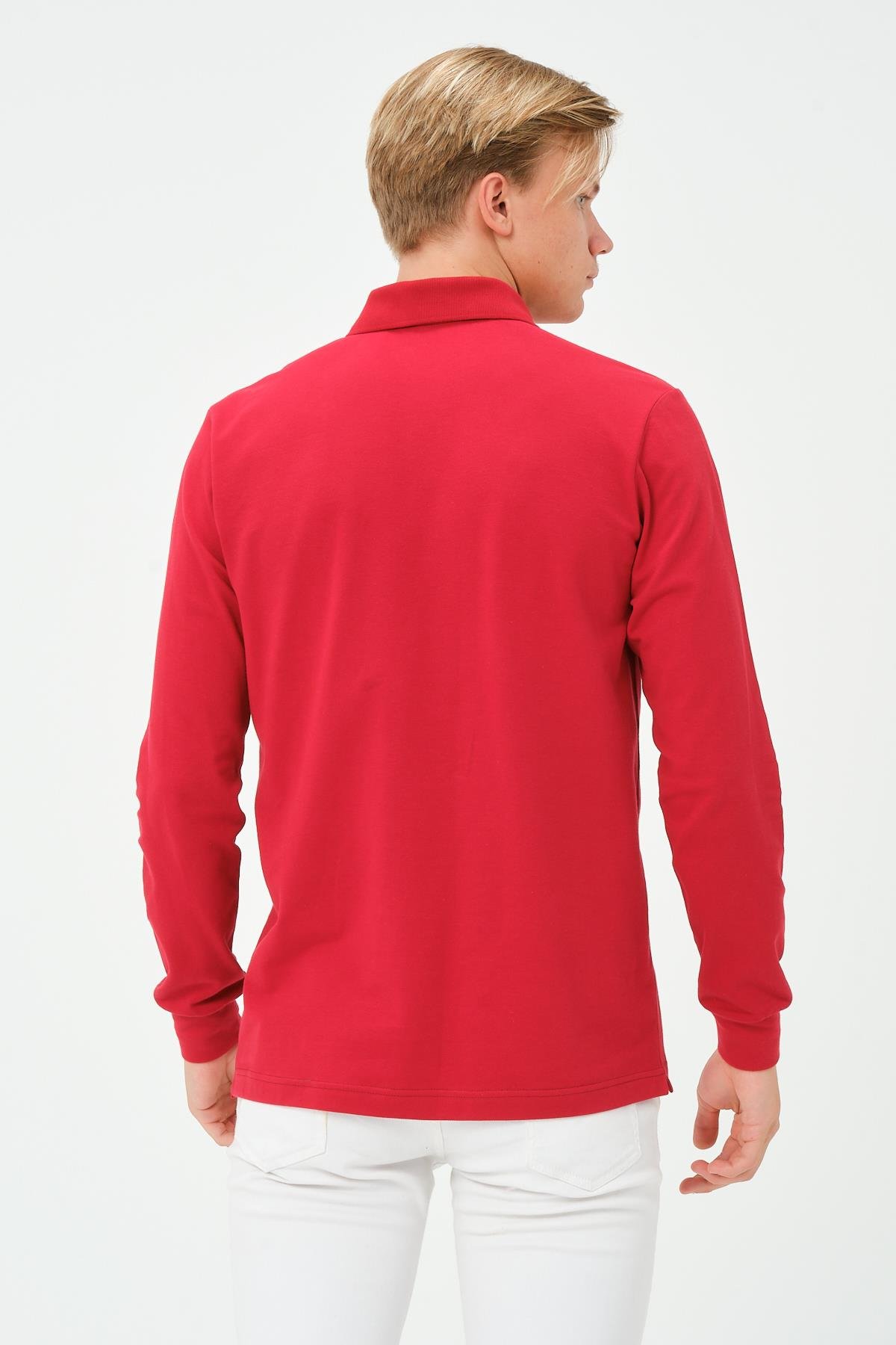 MSW 100.Yıl Özel Tasarım Regular Fit Uzun Kollu Erkek Kırmızı Polo