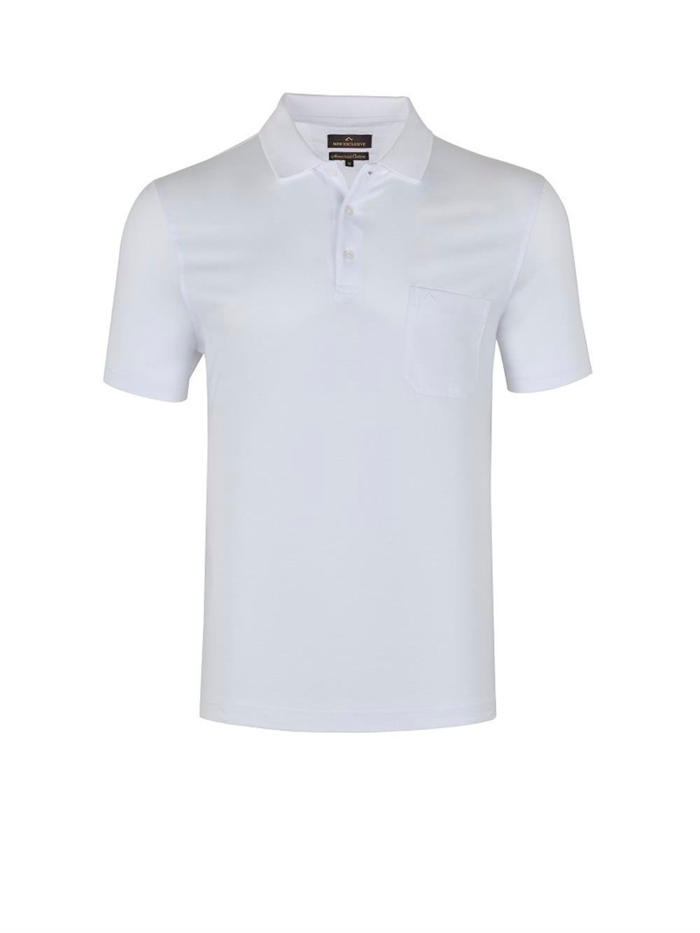 MSW Erkek Cepli Merserize Regular Fit Beyaz Polo Yaka T-shirt