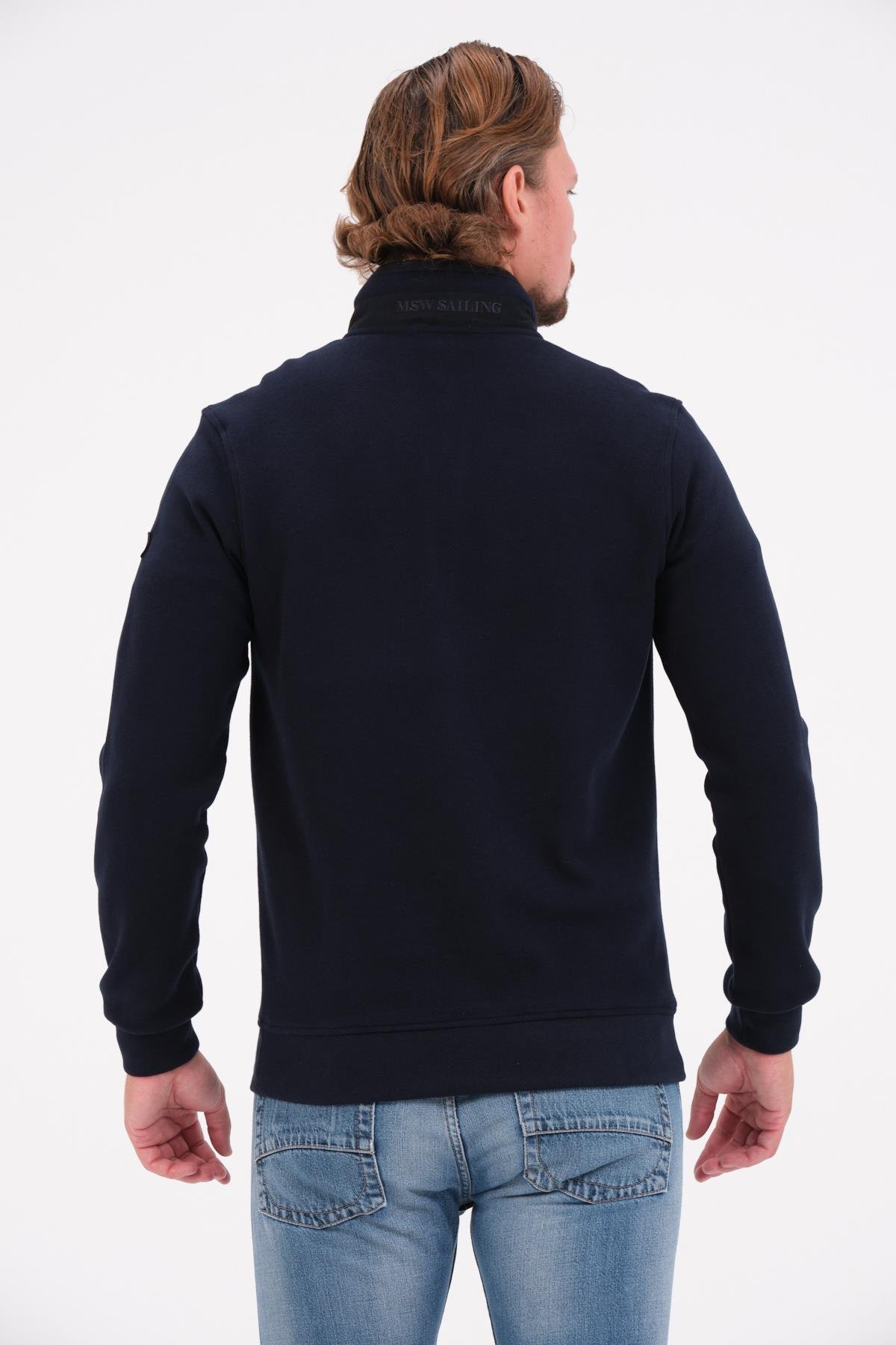 MSW Erkek Fermuarlı Süetli Regular Fit Lacivert Sweatshirt