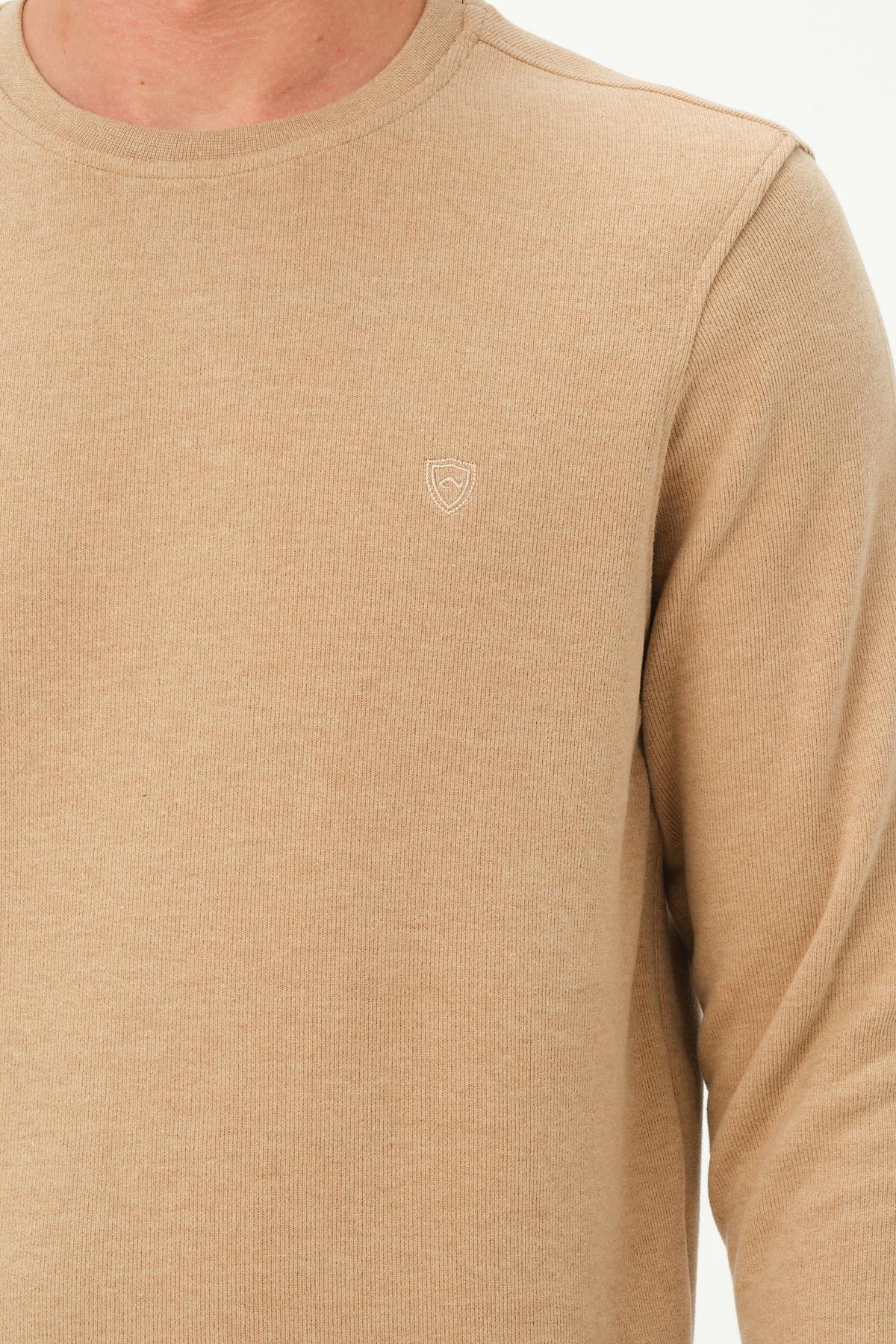 MSW Erkek Regular Fit Bisiklet Yaka Selanik Bej Sweatshirt