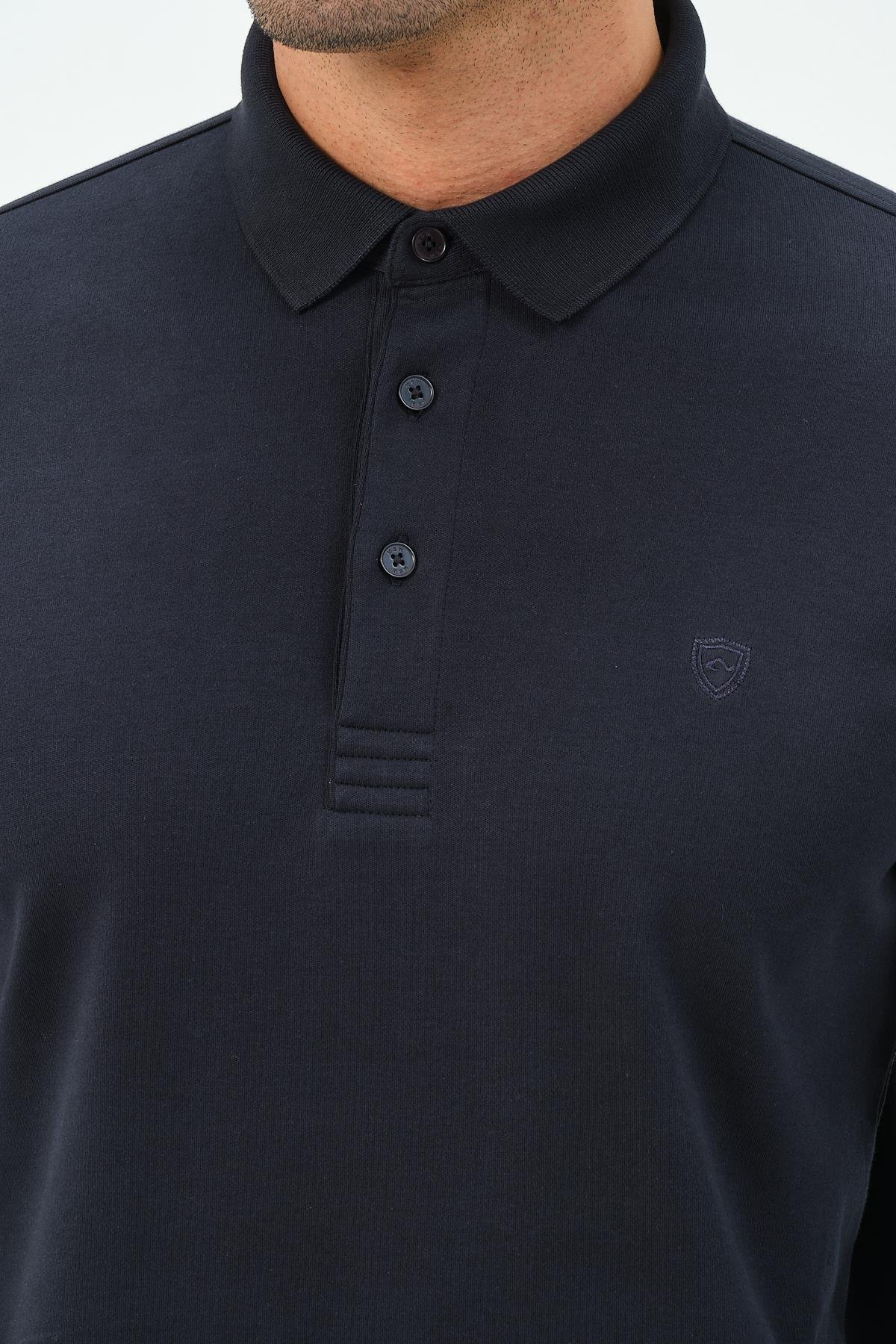MSW Erkek Uzun Kollu İnterlok Regular Fit Lacivert Polo 