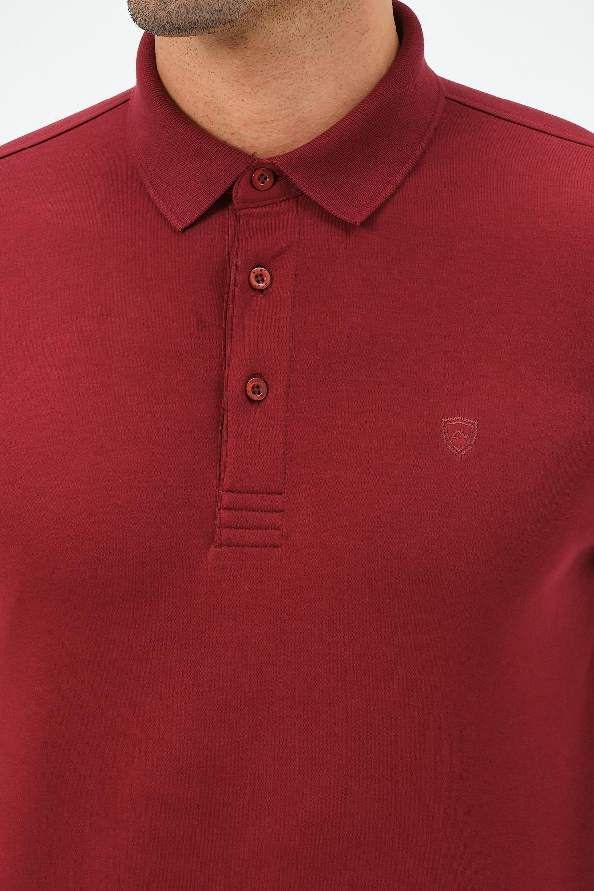 MSW Erkek Uzun Kollu İnterlok Regular Fit Bordo Polo