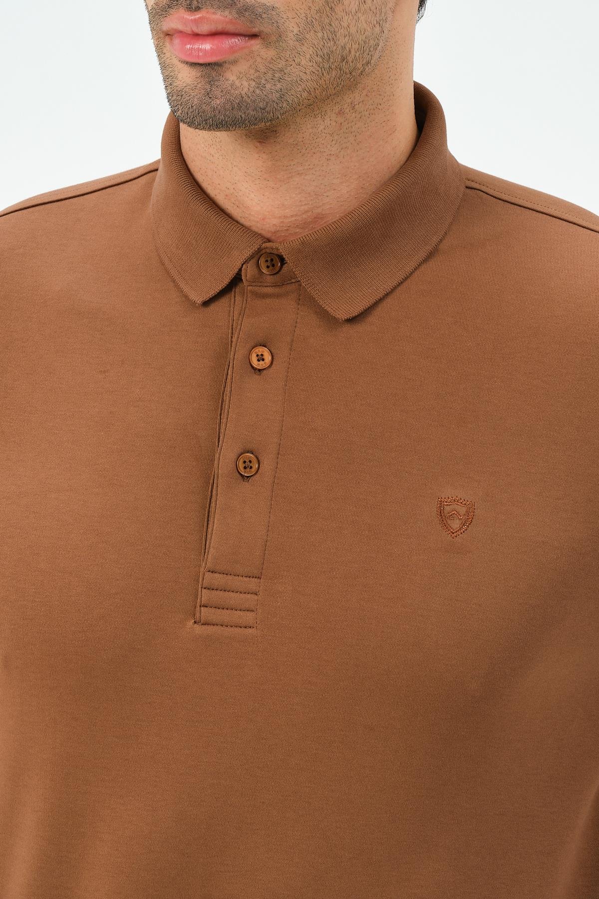 MSW Erkek Uzun Kollu İnterlok Regular Fit Kahve Polo 