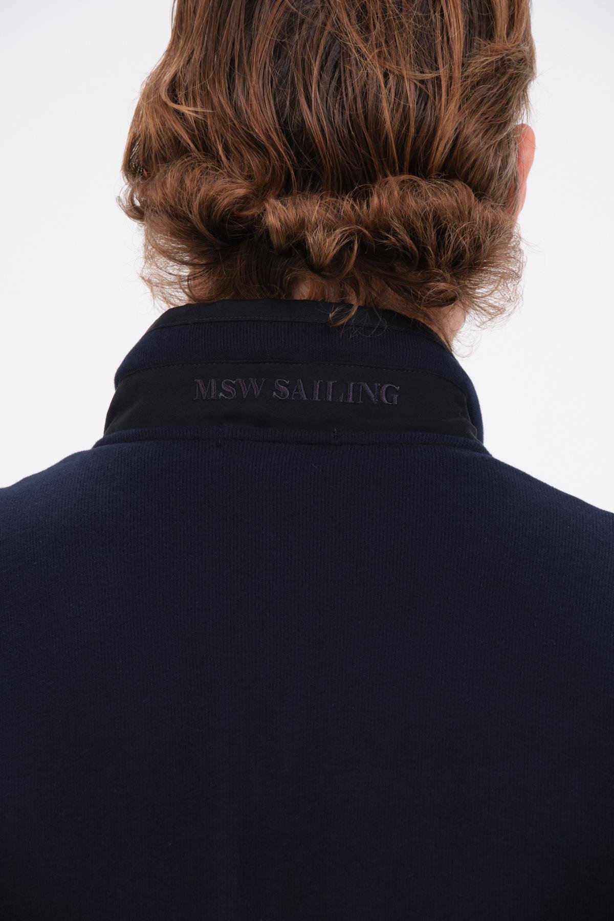 MSW Fermuarlı Regular Fit Deri Detaylı Uzun Kollu Erkek Siyah Selanik Sweatshirt