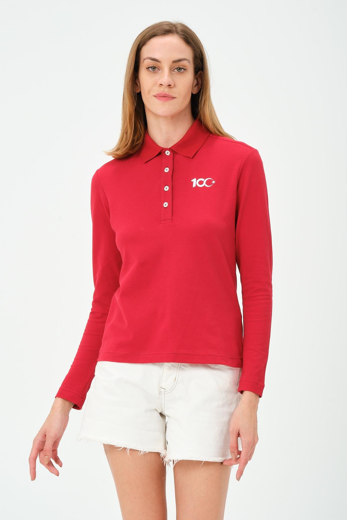 MSW Kadın 100.Yıl Özel Regular Fit Kısa Kollu Kırmızı Polo 