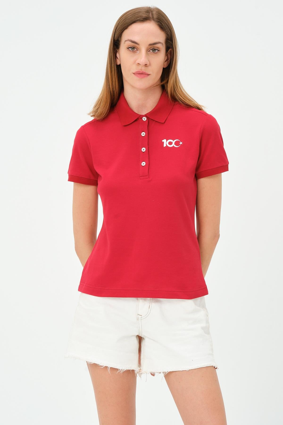 MSW Kadın 100.Yıl Özel Regular Fit Kısa Kollu Kırmızı Polo 