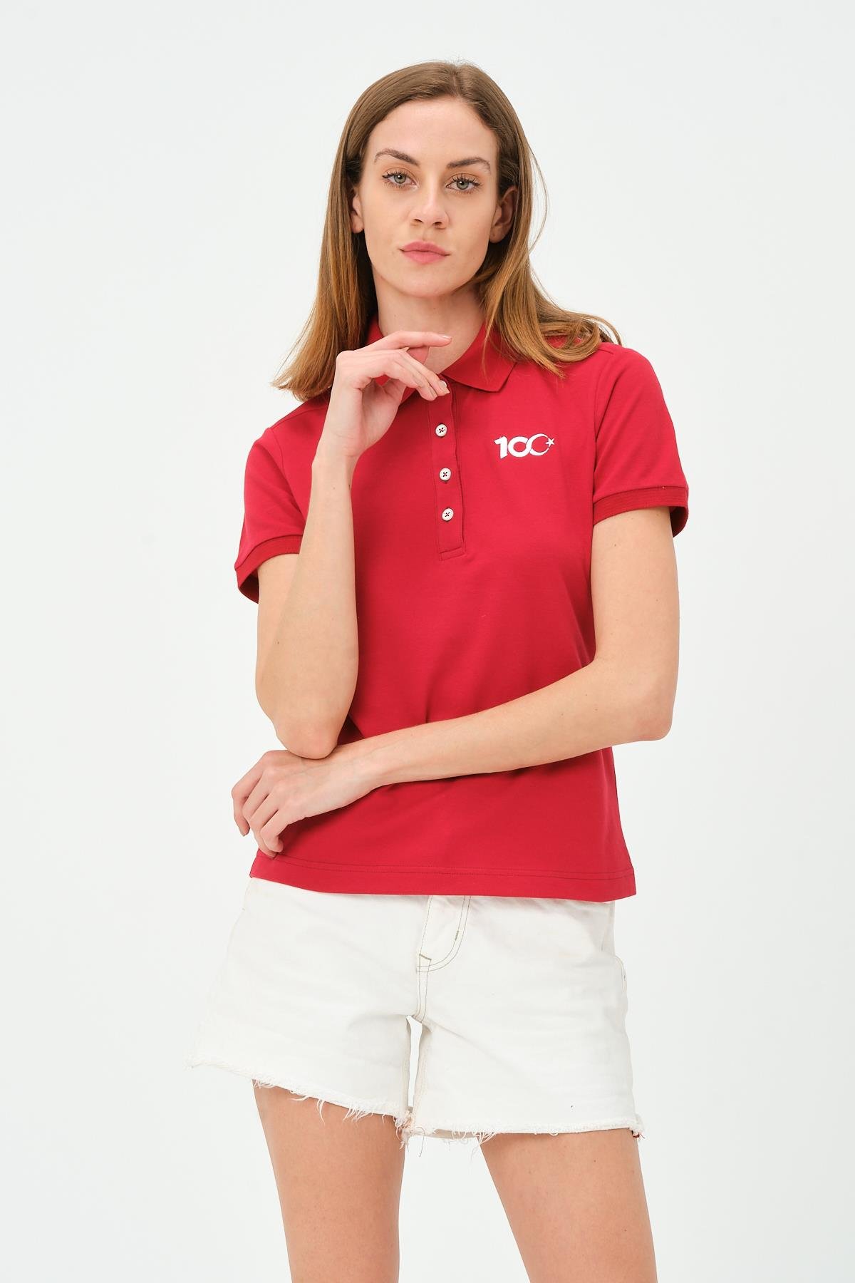 MSW Kadın 100.Yıl Özel Regular Fit Kısa Kollu Kırmızı Polo 