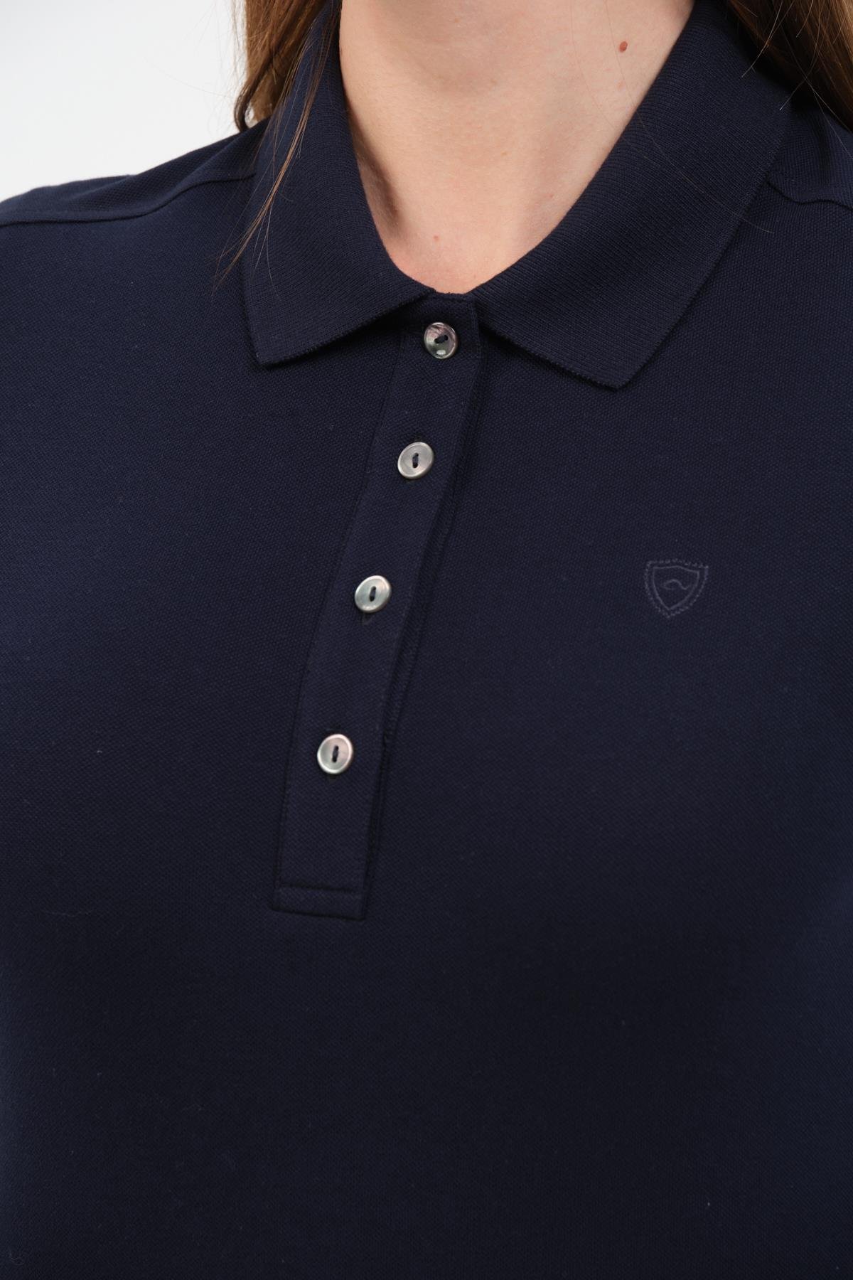 MSW Kadın Regular Fit Uzun Kollu Lacivert Polo