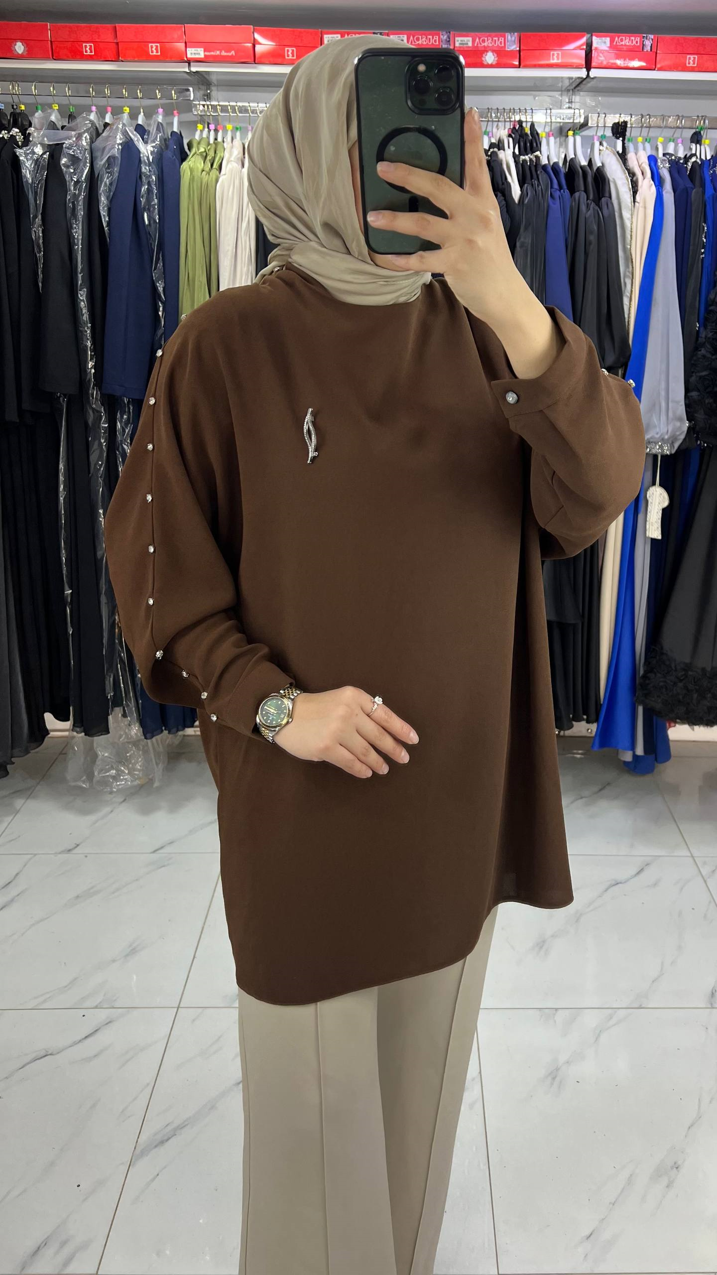 26009 Free Mood Tunik KAHVE
