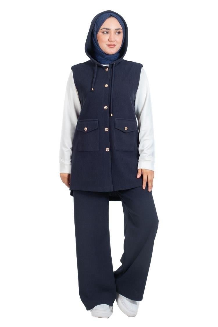 3380 Tripen İpek Triko pant. Takım LACİVERT