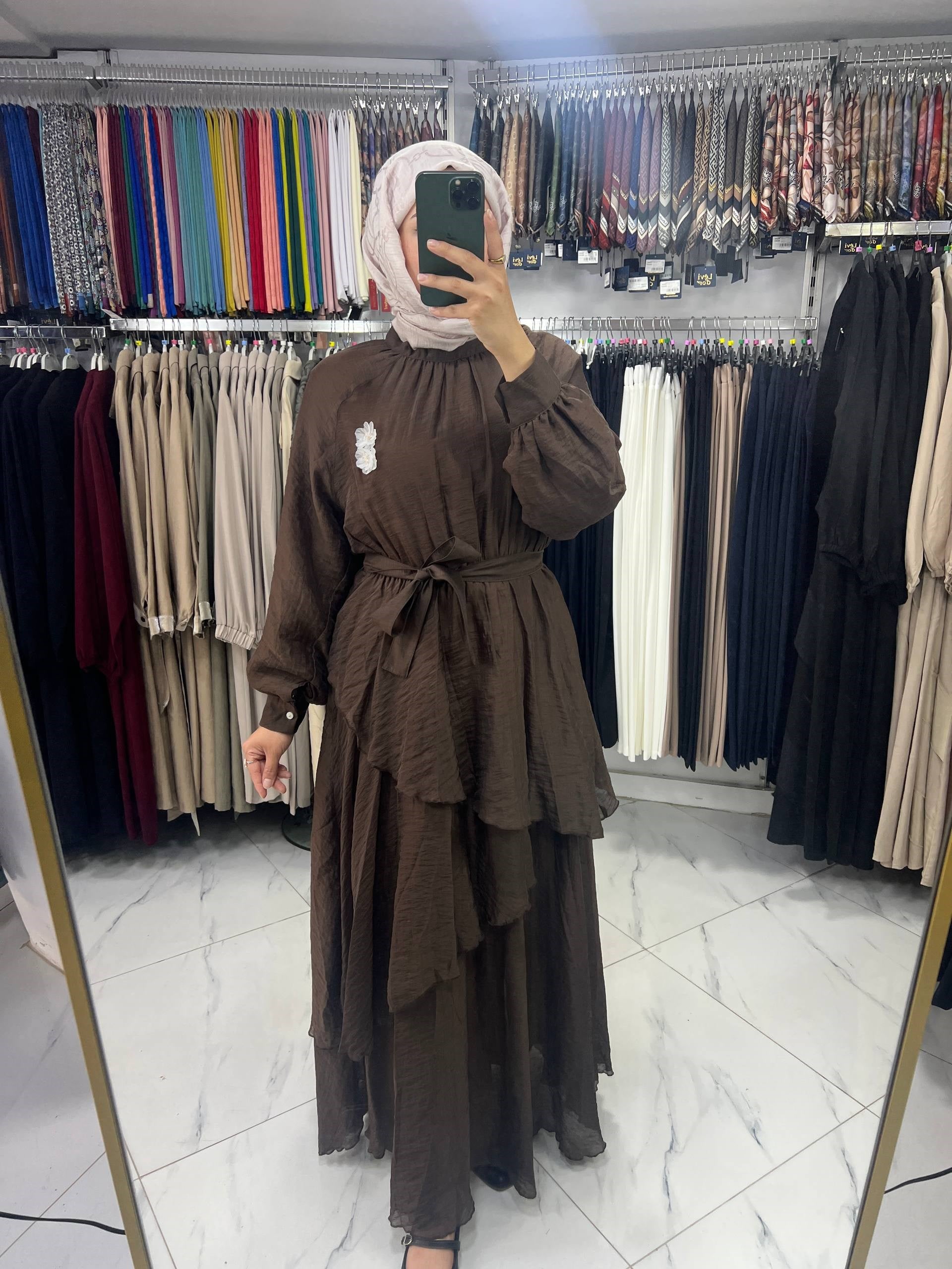 5226 Nihle Elbise KAHVE