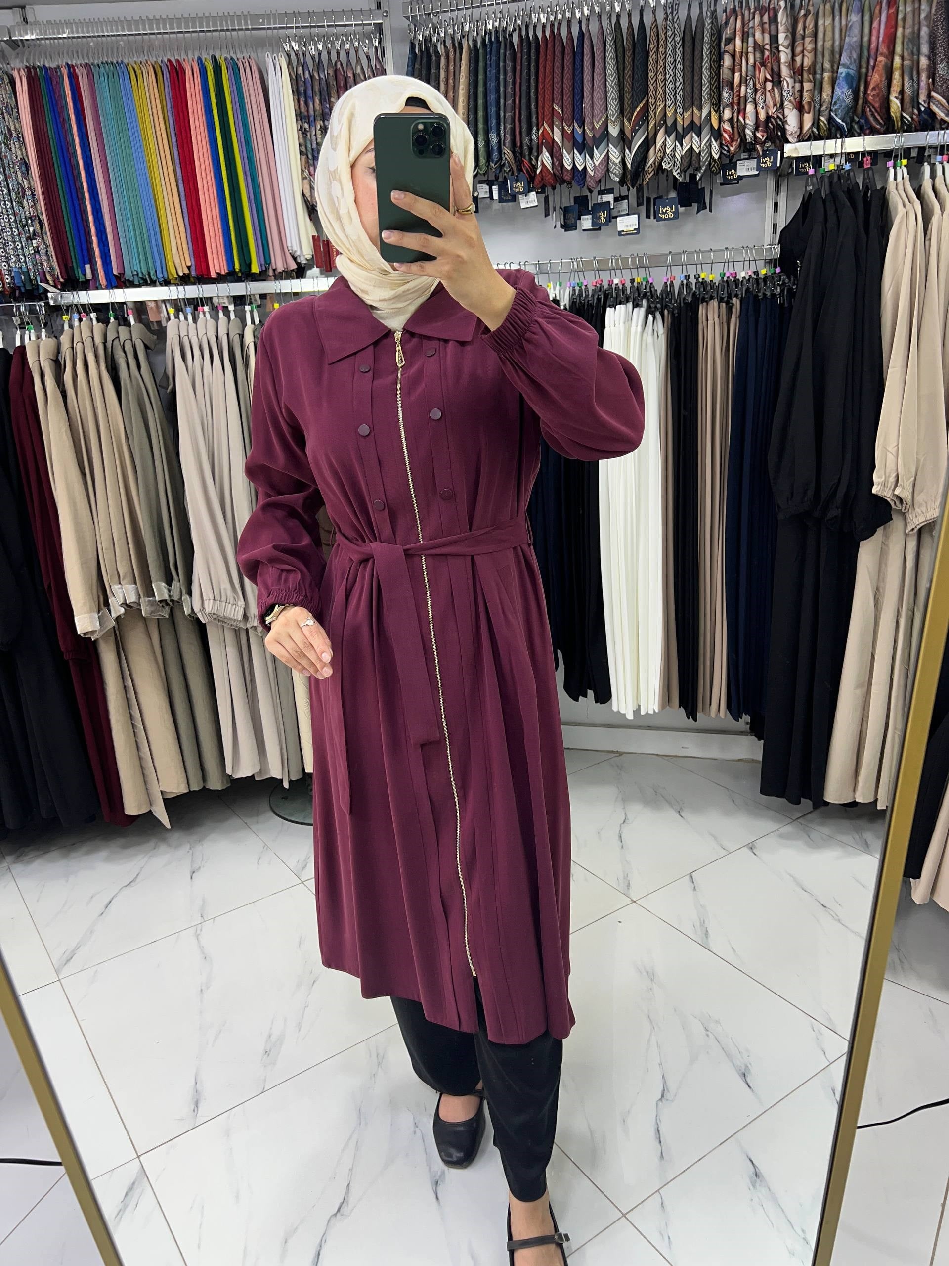 6139 Qeteen Zımba Kuşaklı Giy Çık BORDO