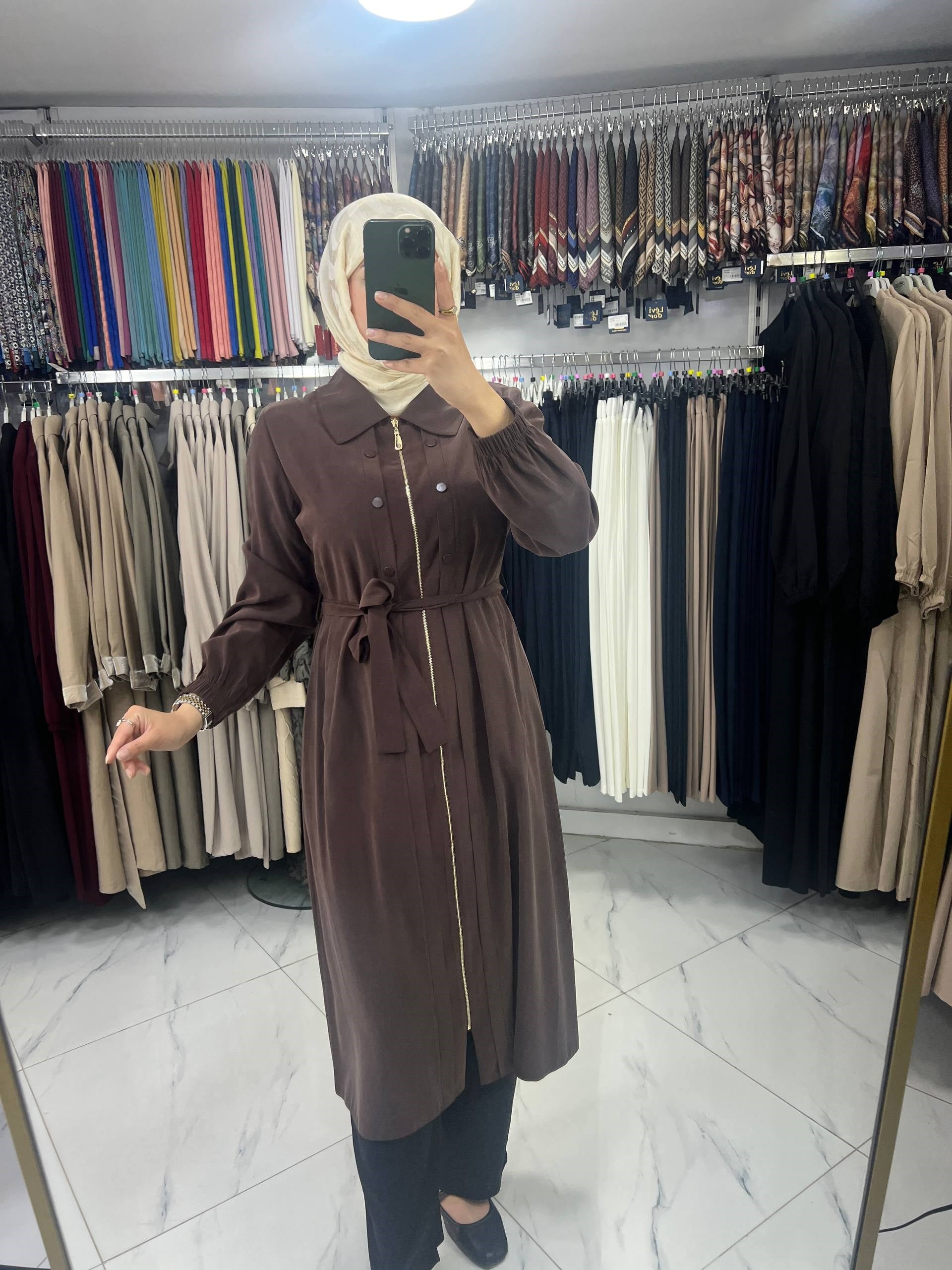 6139 Qeteen Zımba Kuşaklı Giy Çık KAHVE