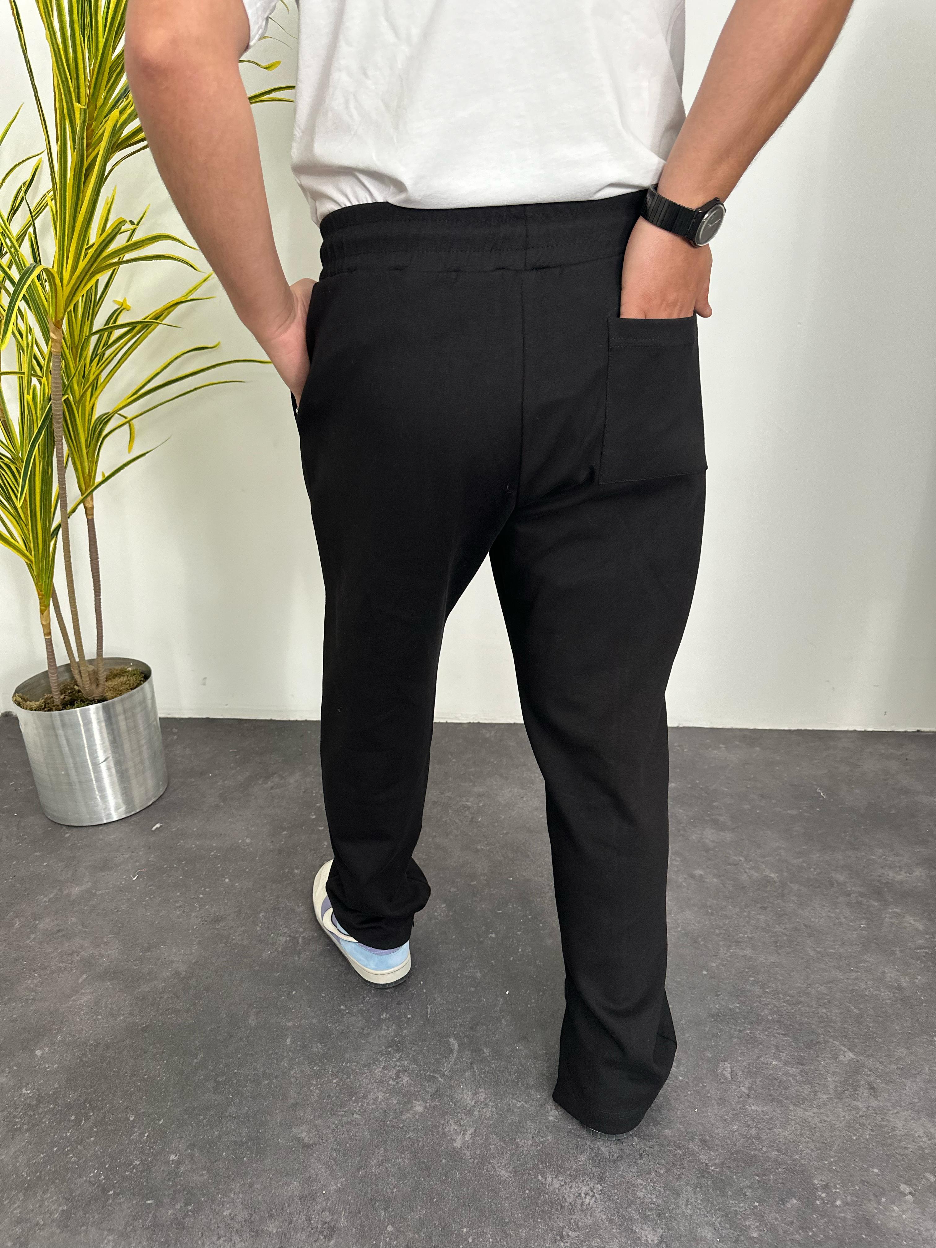 Baggy İthal Kumaş Paça Fermuar Detayli Çimali Jogger Pantolon Siyah
