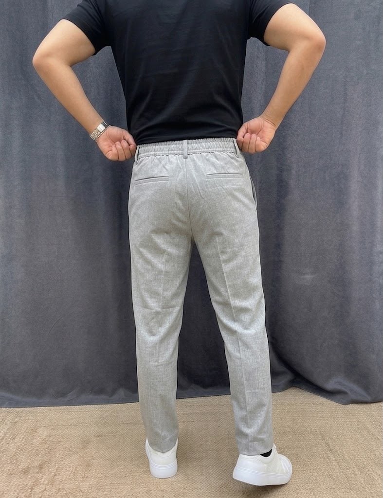 ÇİFT PİLE DETAYLI BEL LASTİKLİ BAGGY KIŞLIK KUMAŞ PANTOLON GRİ