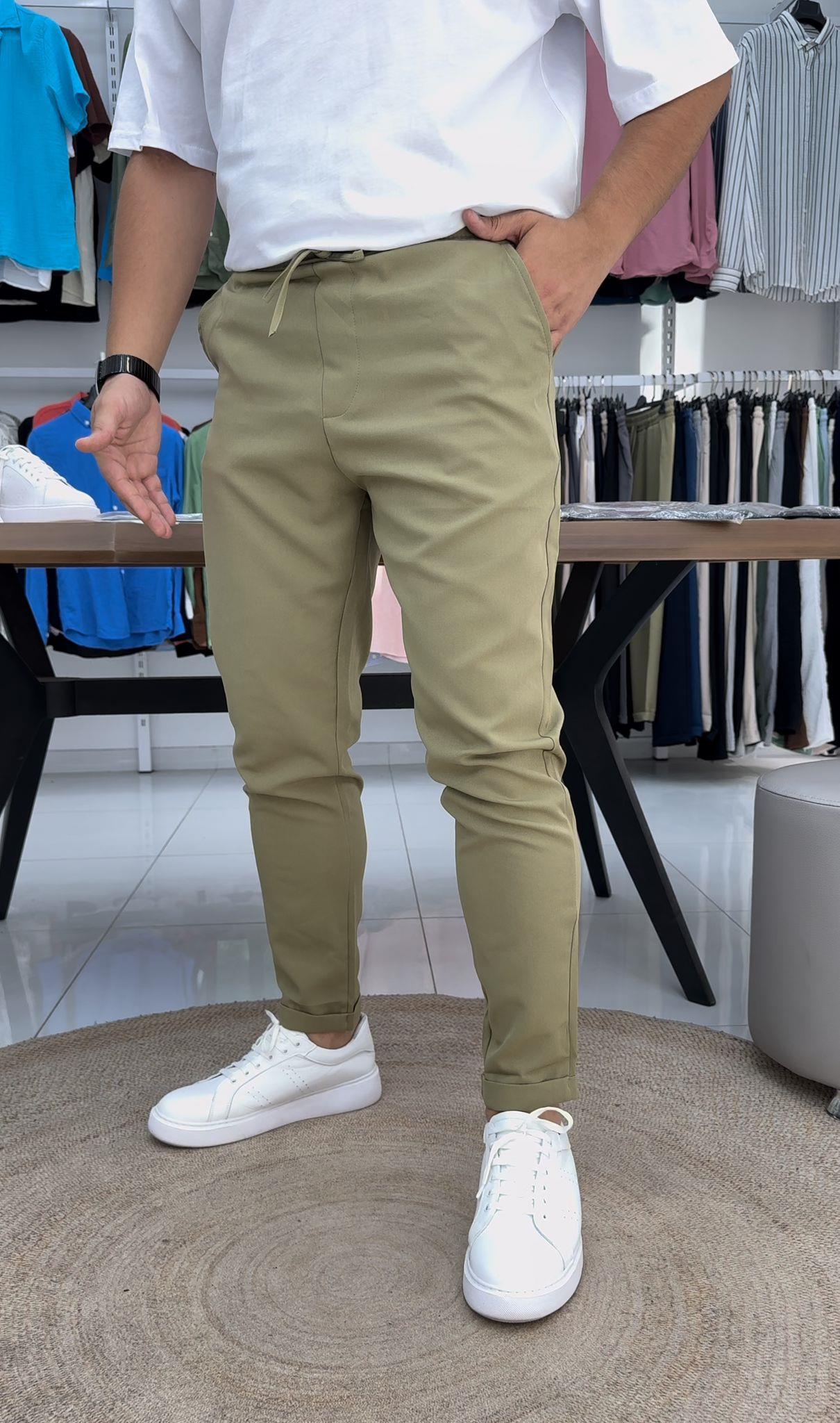 Duble Paça Likralı Pantolon Yeşil