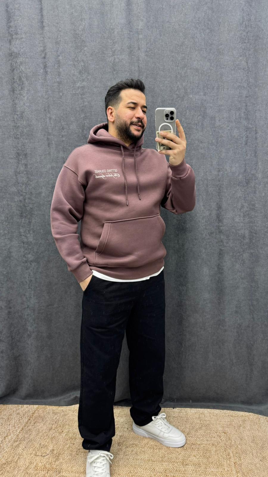 Getting Baskılı Oversize Sweat Bordo