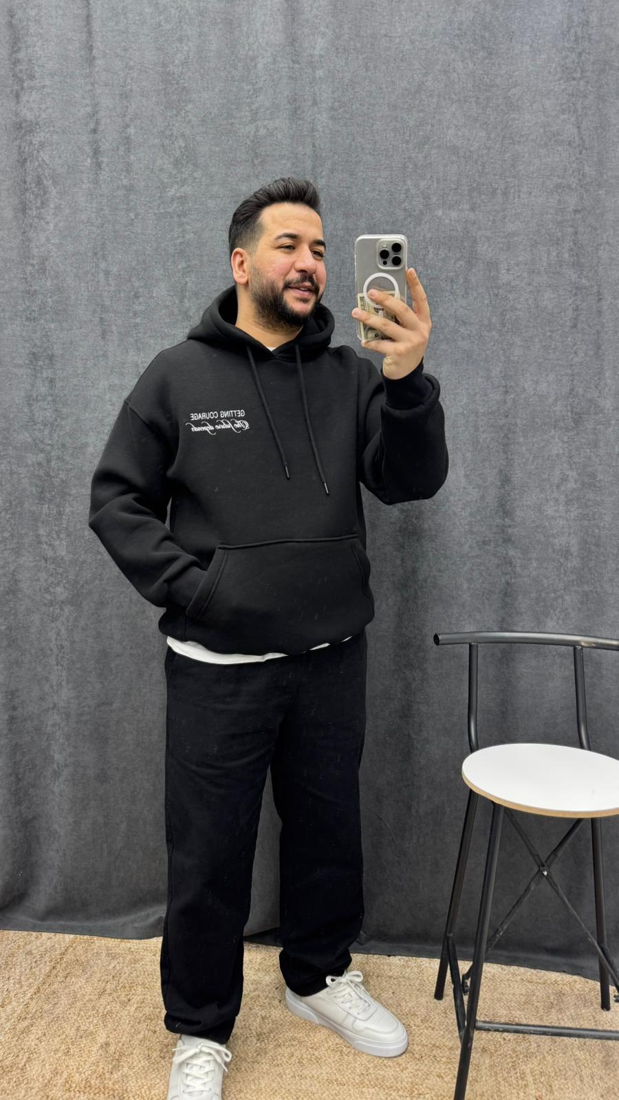 Getting Baskılı Oversize Sweat Siyah
