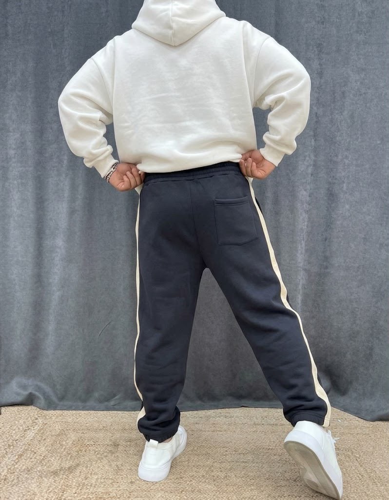 HASIR ŞERİTLİ BAGGY 3 İPLİK FÜME EŞOFMAN 