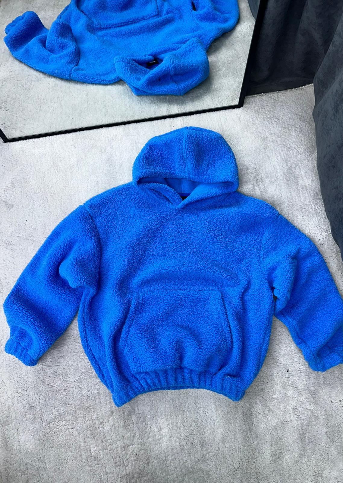Kapişonlu Kuzu Peluş Mavi