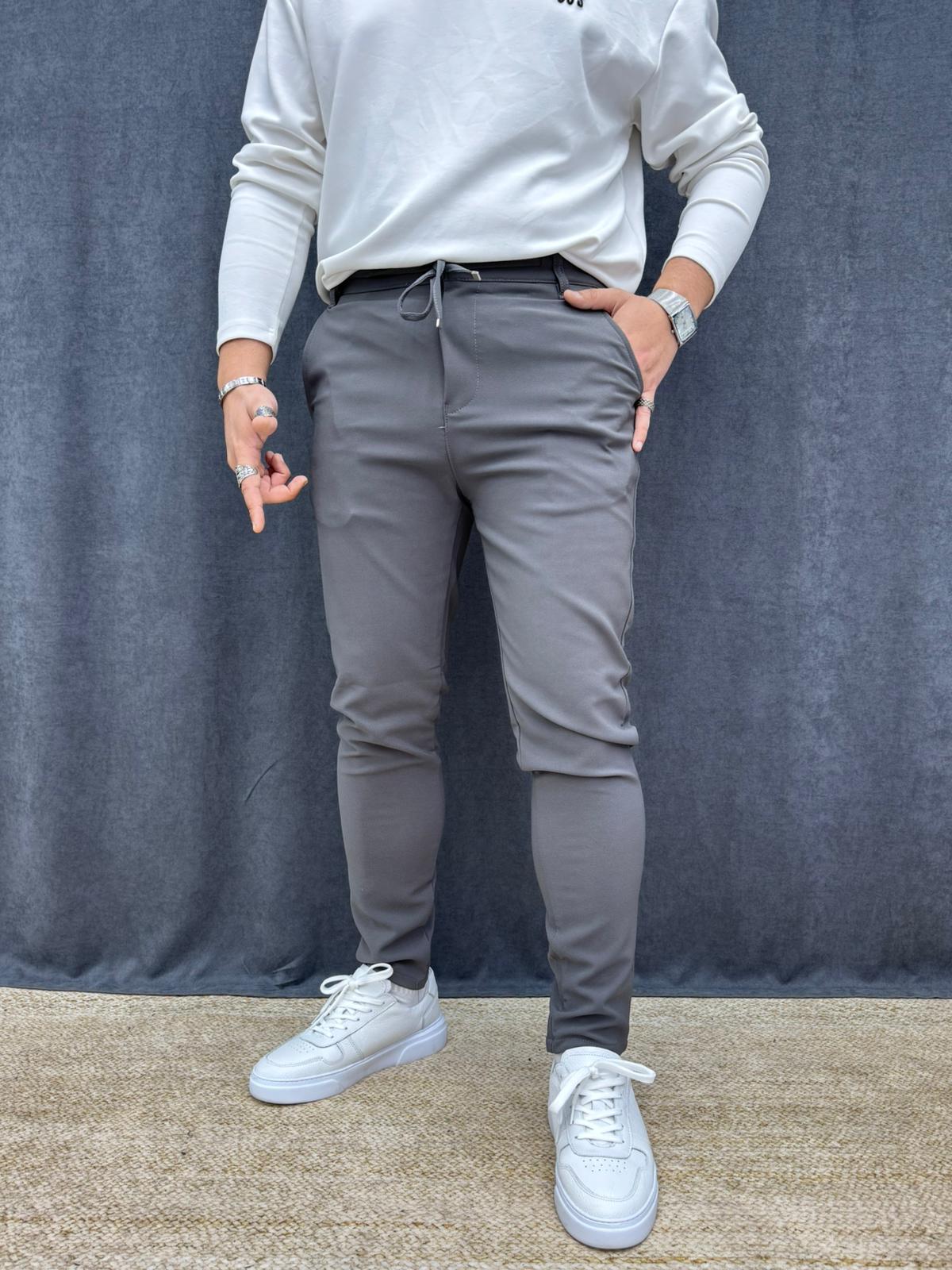 Kışlık Jogger Ful Likralı Kumaş Pantolon Füme