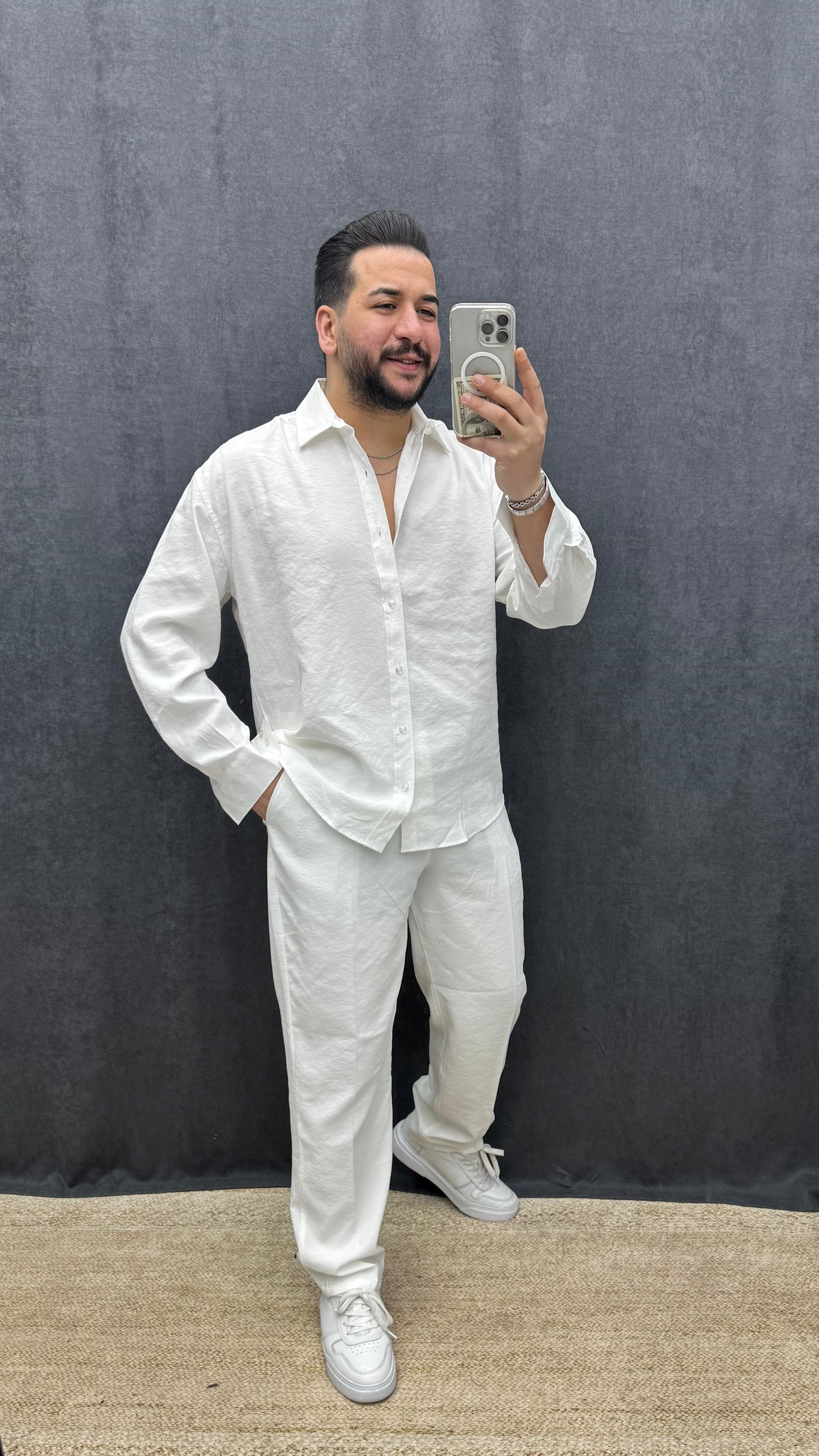 Modal Kumaş Oversize Takım Beyaz