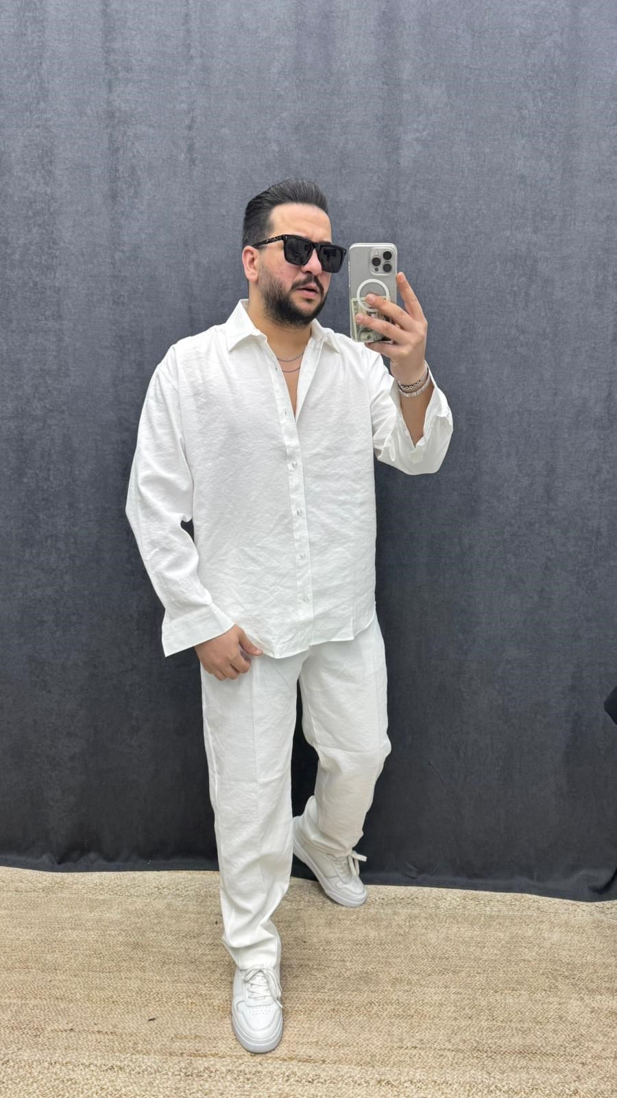 Modal Kumaş Oversize Takım Beyaz