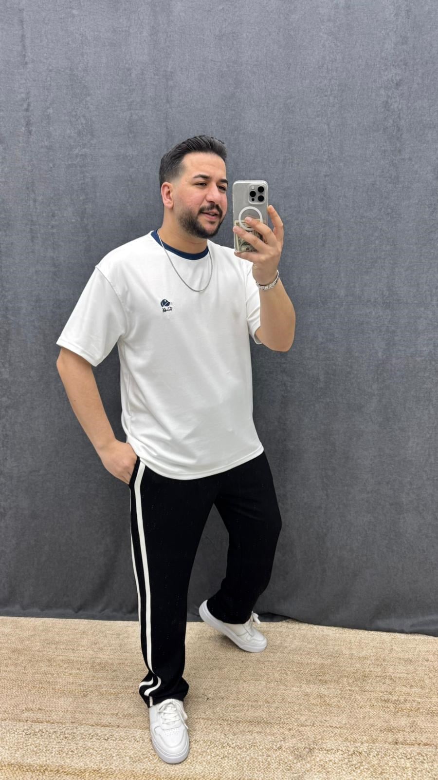 Modal Kumaş Ruff Nakışlı Tişört Beyaz