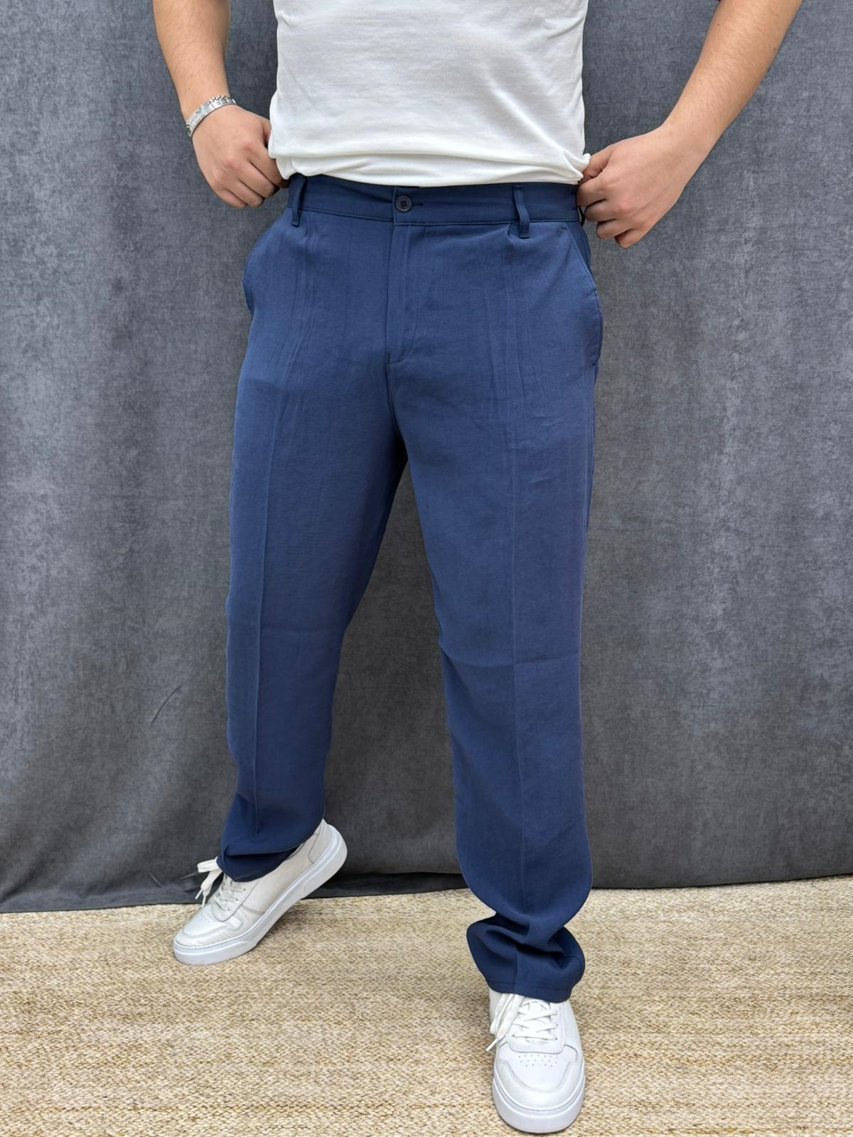 Modal Tek Pileli Baggy Pantolon Lacivert