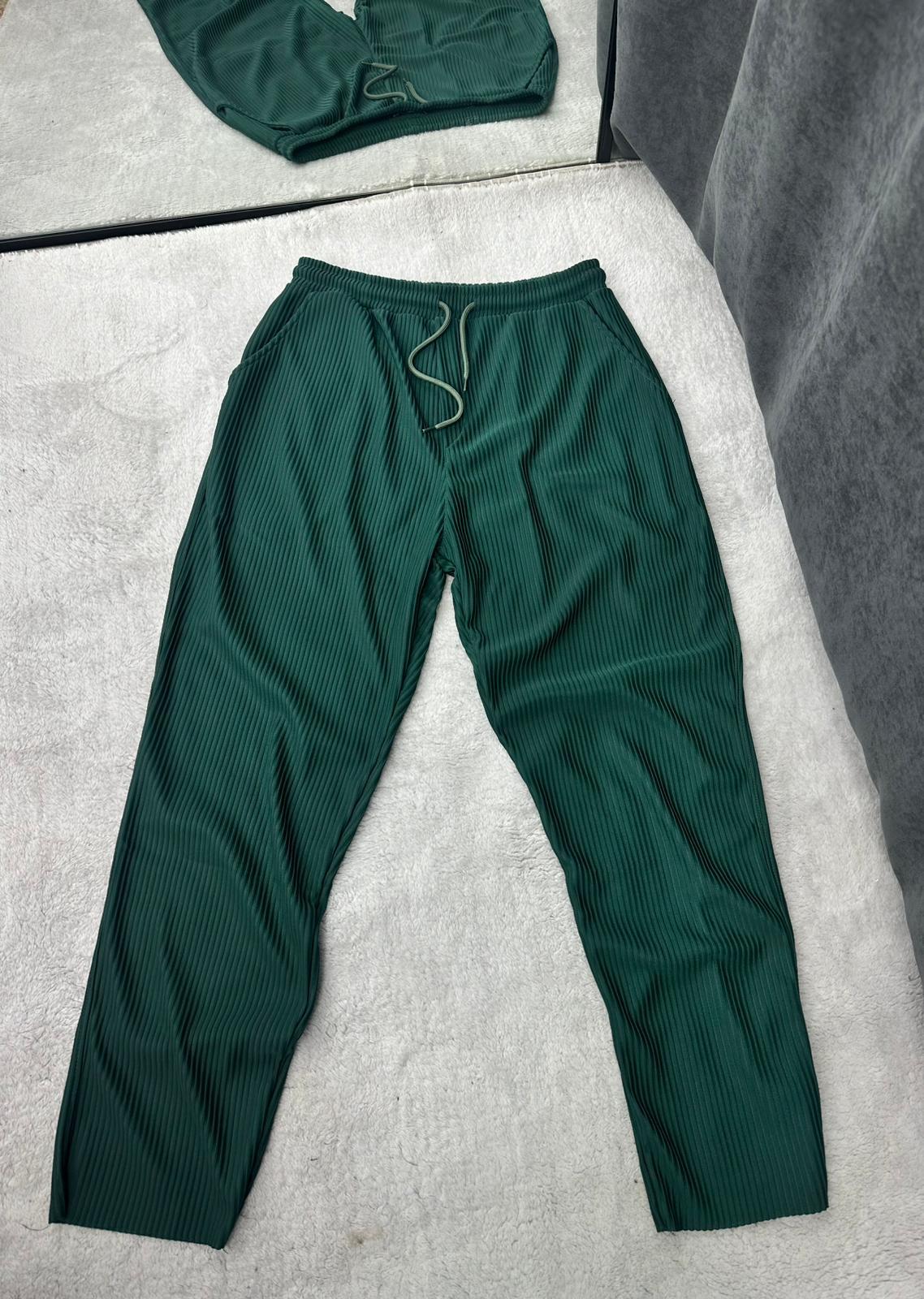 Ottoman Fitilli Baggy Jogger Pantolon Zümrüt Yeşil