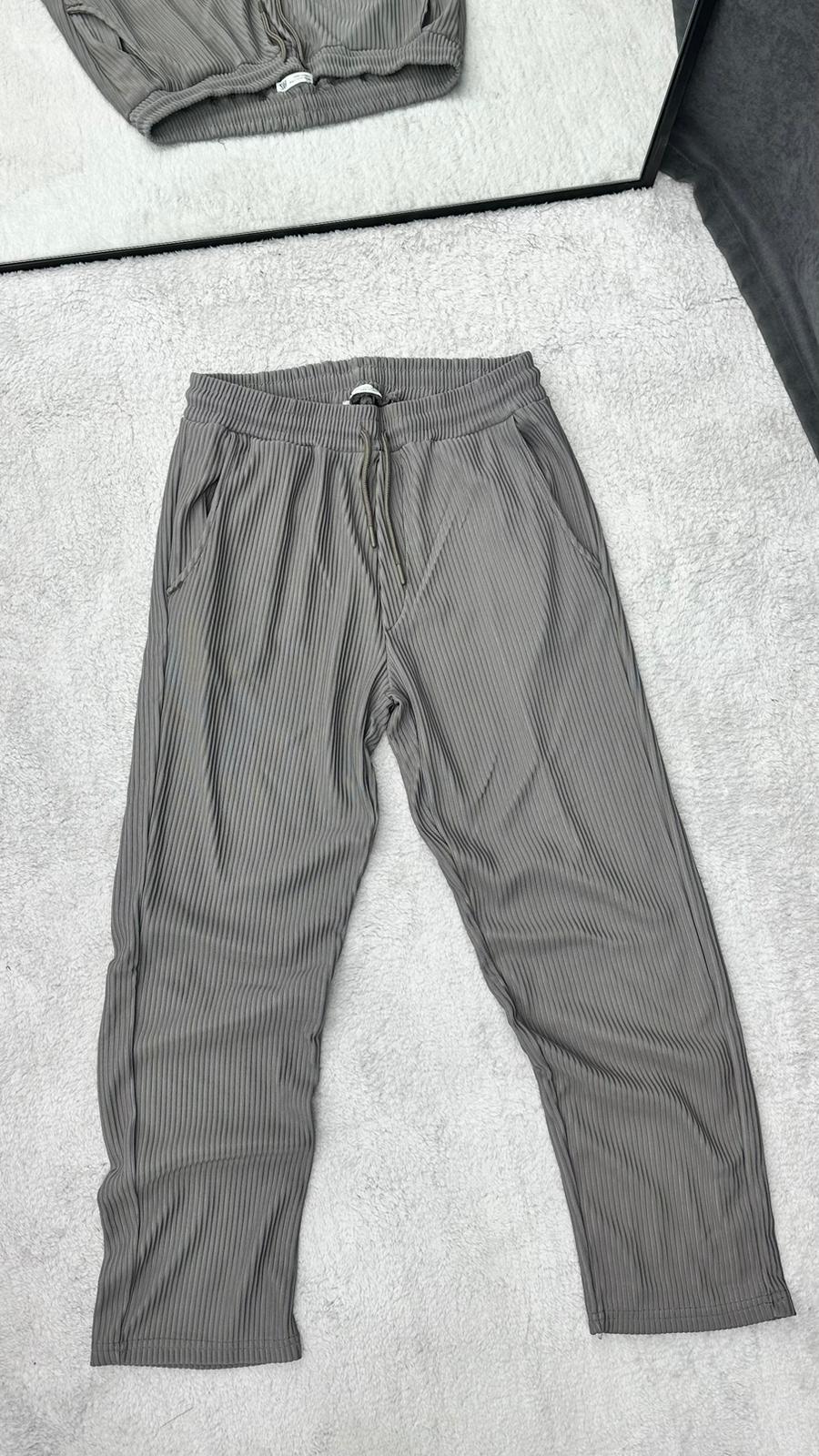 Ottoman Fitilli Baggy Jogger Pantolon Füme