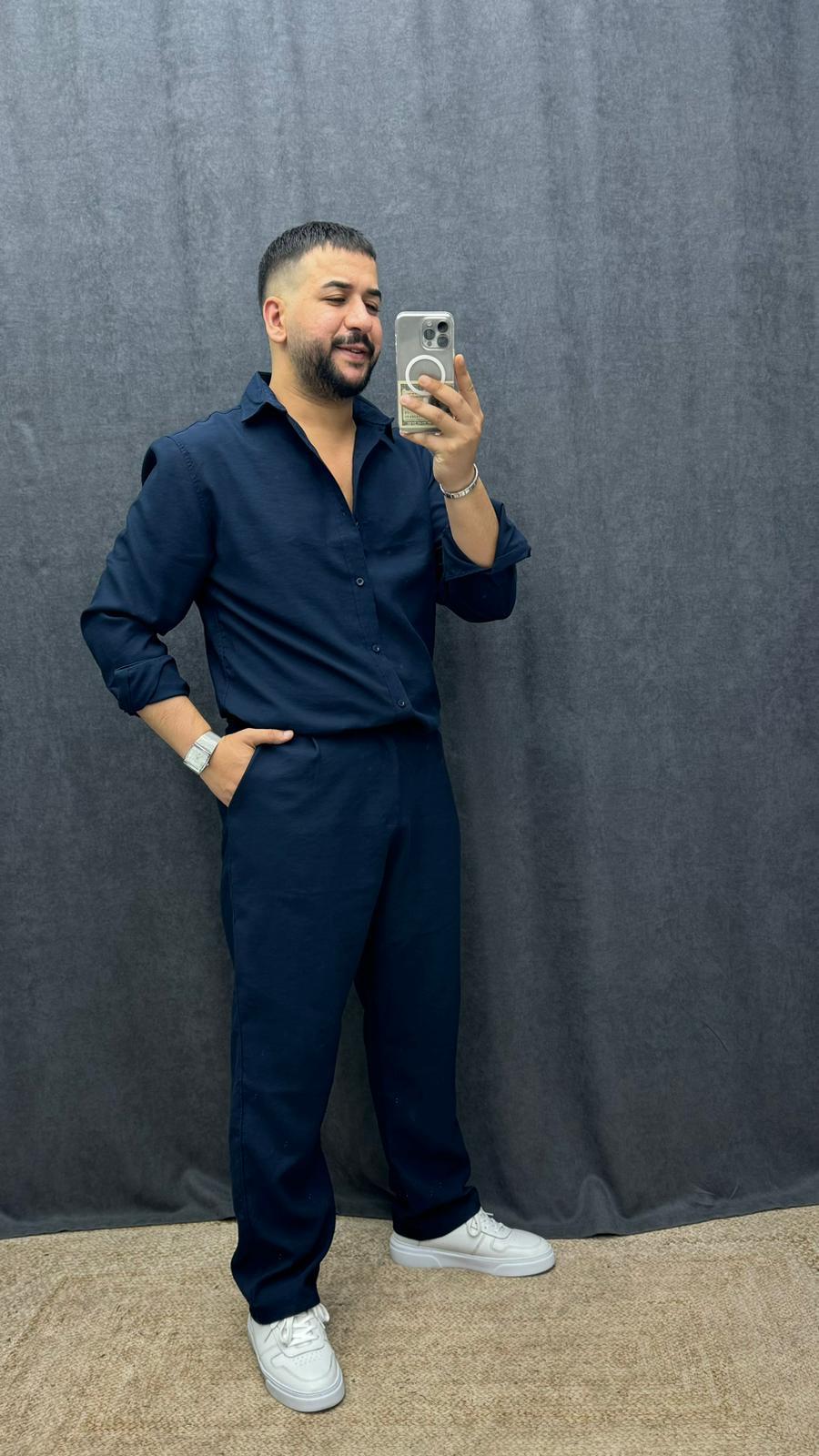 Oversize Kışlık Modal Kumaş Takım Lacivert